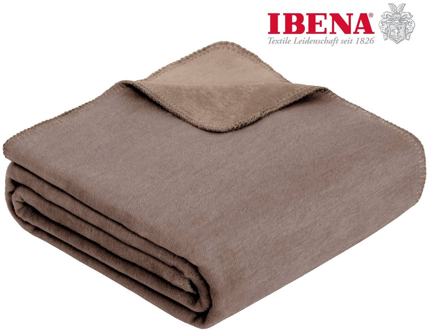 Ibena 'Dublin' Uni Doublefacedecke, Baumwollmischgewebe espresso/hellbraun, 150x200cm Bild 1