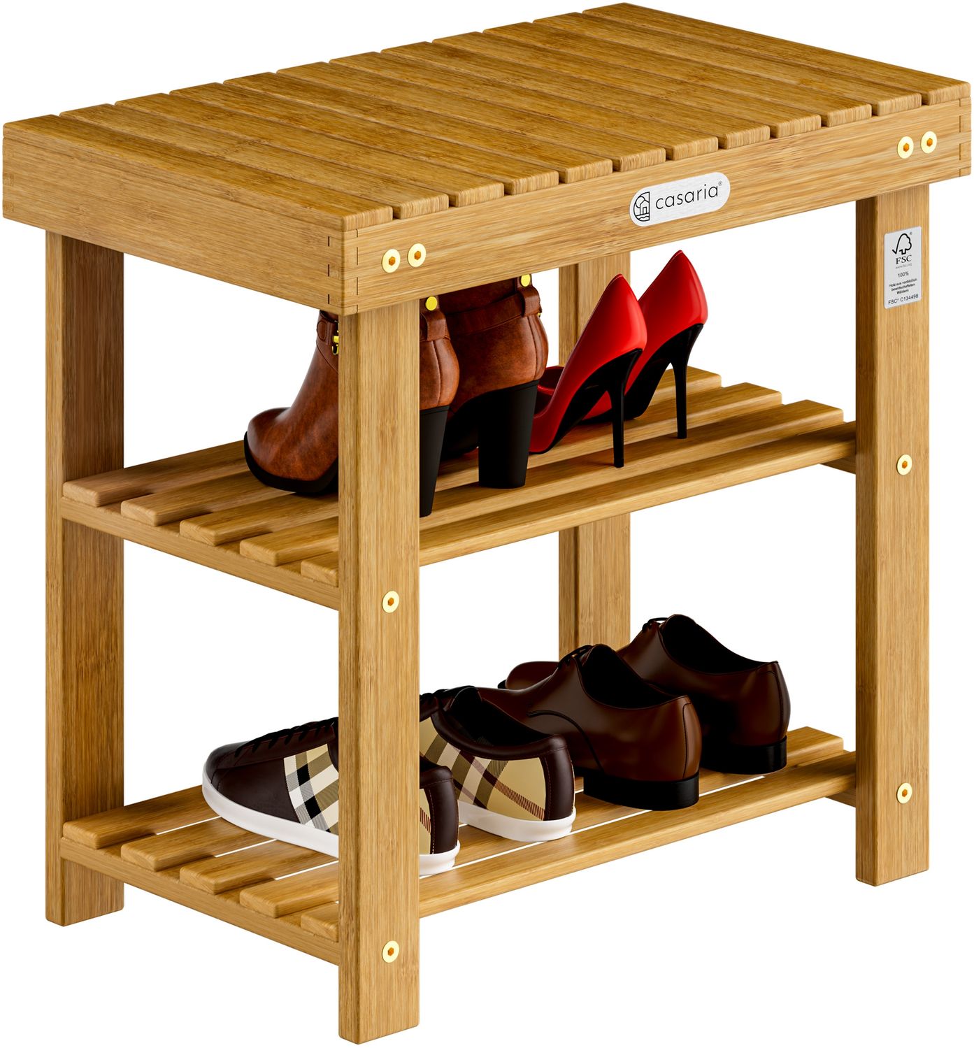 Casaria Schuhregal Schuhbank Schuhablage Regal Akazie Holz 50cm Bild 1