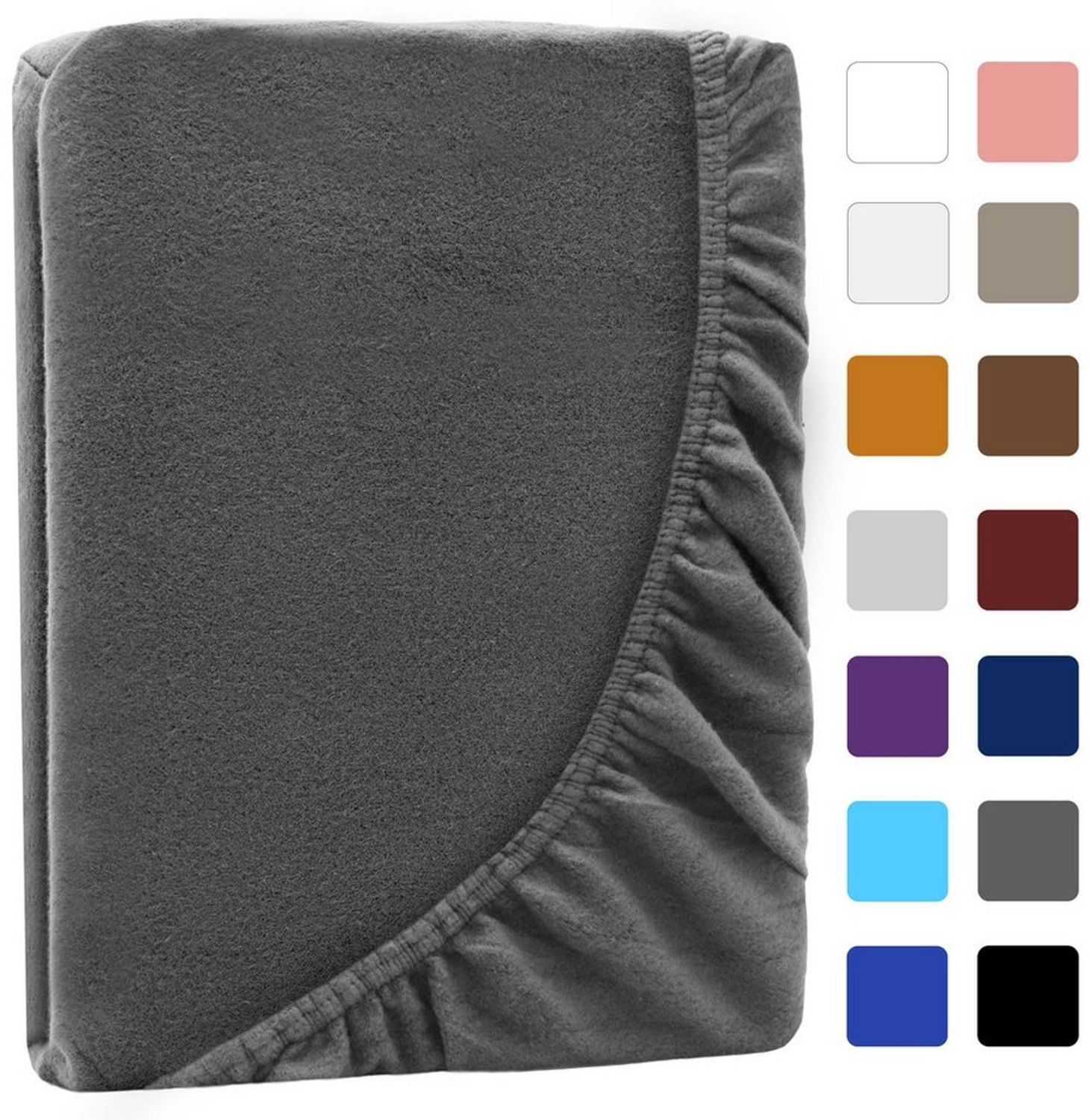 NatureMark Spannbettlaken Winter Thermo Fleece Spannbetttuch, 80% Baumwolle und 20% Polyester, Gummizug: rundum, (1 Stück), 120x200 cm - Anthrazit grau Bild 1
