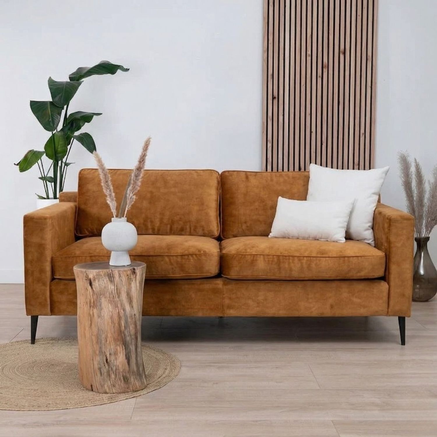 Bronx71 Samt Sofa 3-Sitzer Florida ockergelb/cognac Bild 1