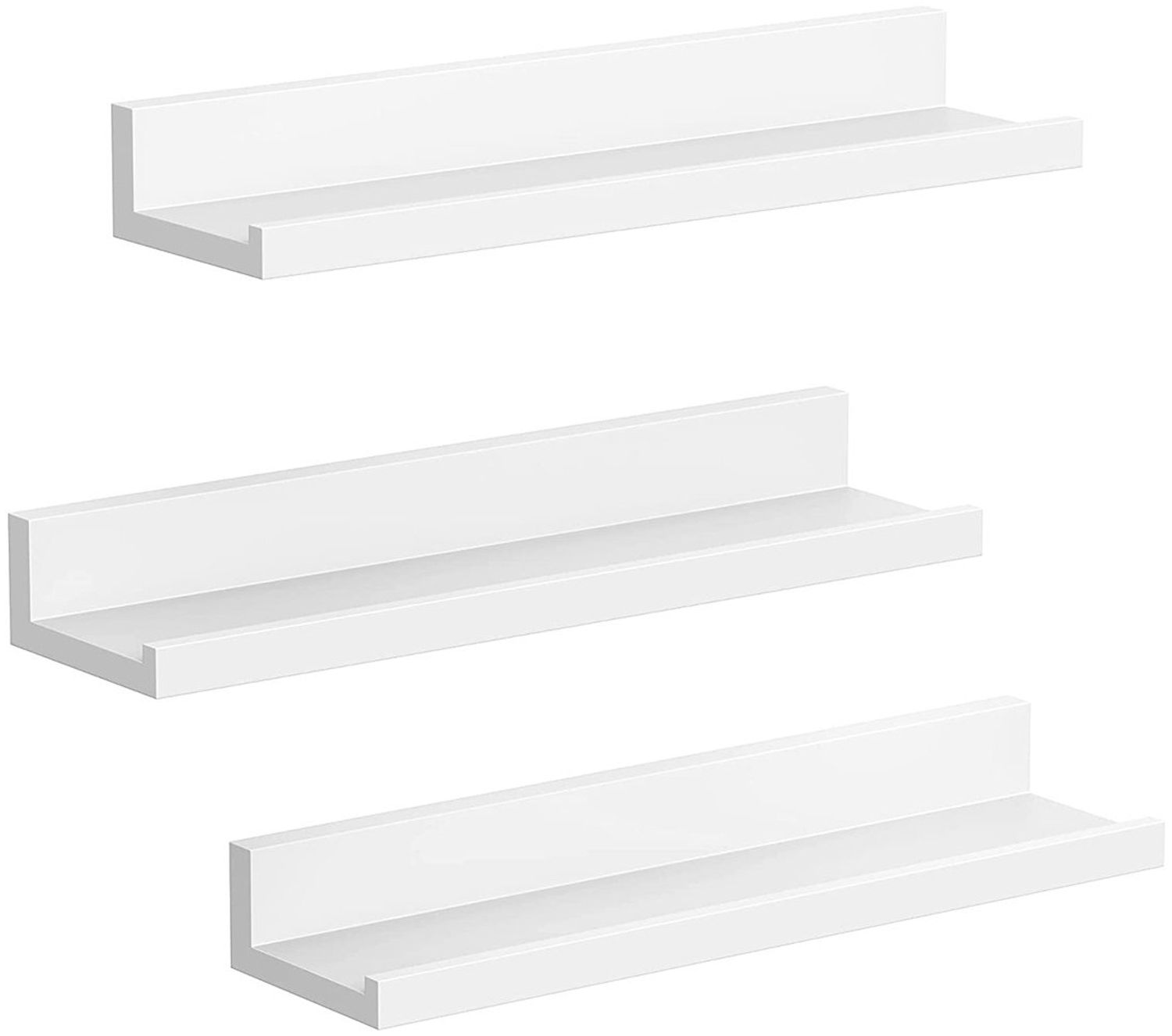 Songmics Wandregal 3er Set Schweberegale für Fotorahmen und Bücher, 38x10 cm, modernes Regal, Weiß LWS38WT Bild 1