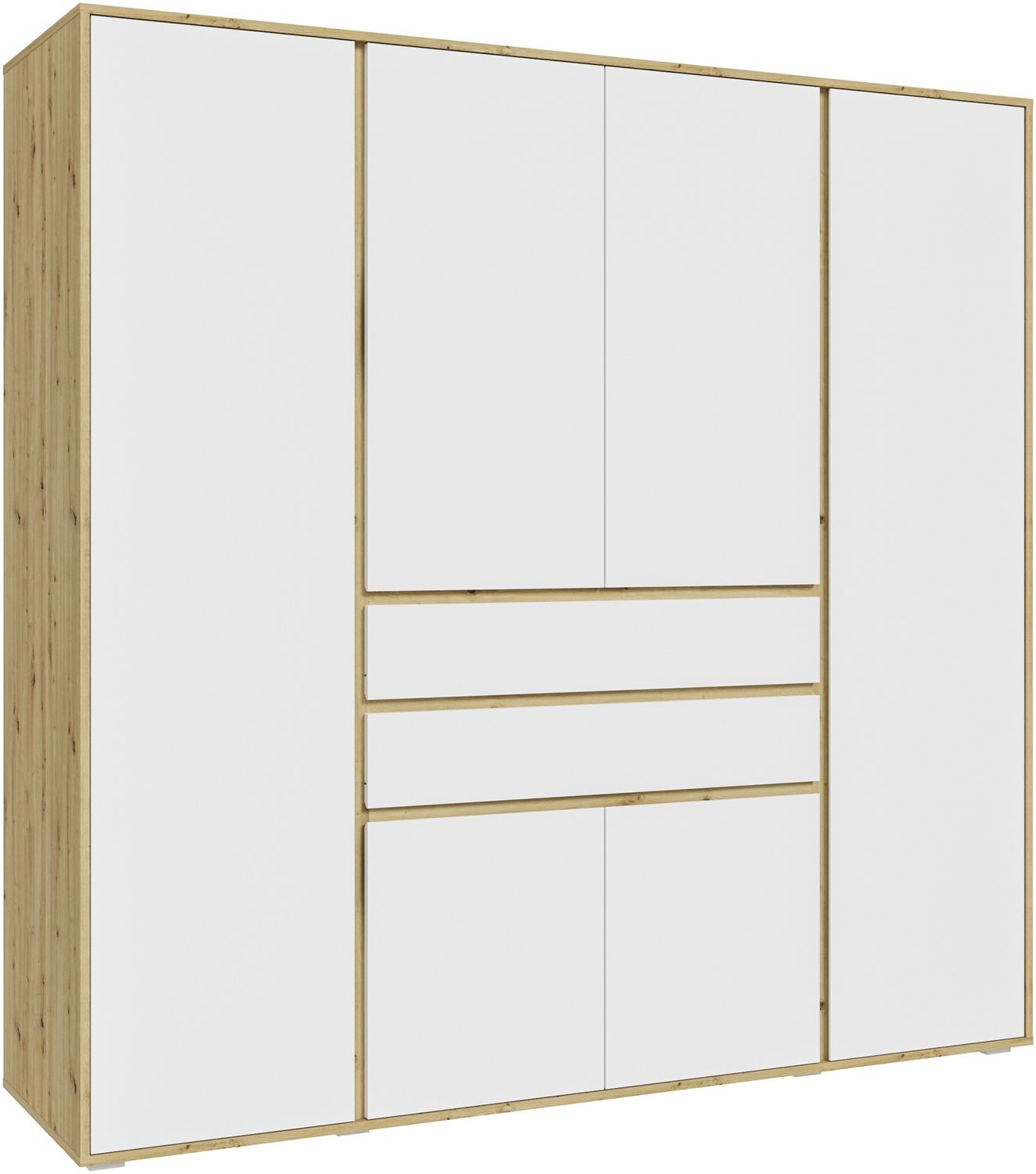 Xonox Falun Kleiderschrank 4-türig, Weiß, 197x194x56 cm Bild 1