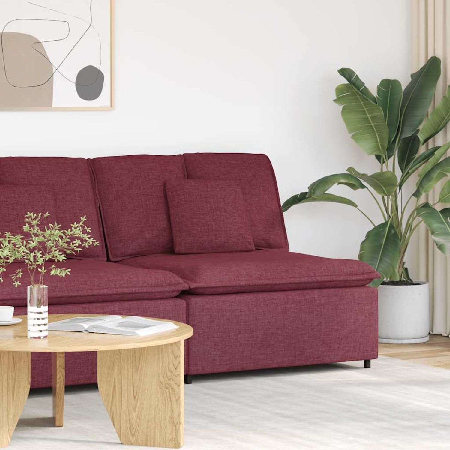 vidaXL Modulares Sofa Mittelmodul mit Kissen Weinrot 100 cm 4104420 Bild 1