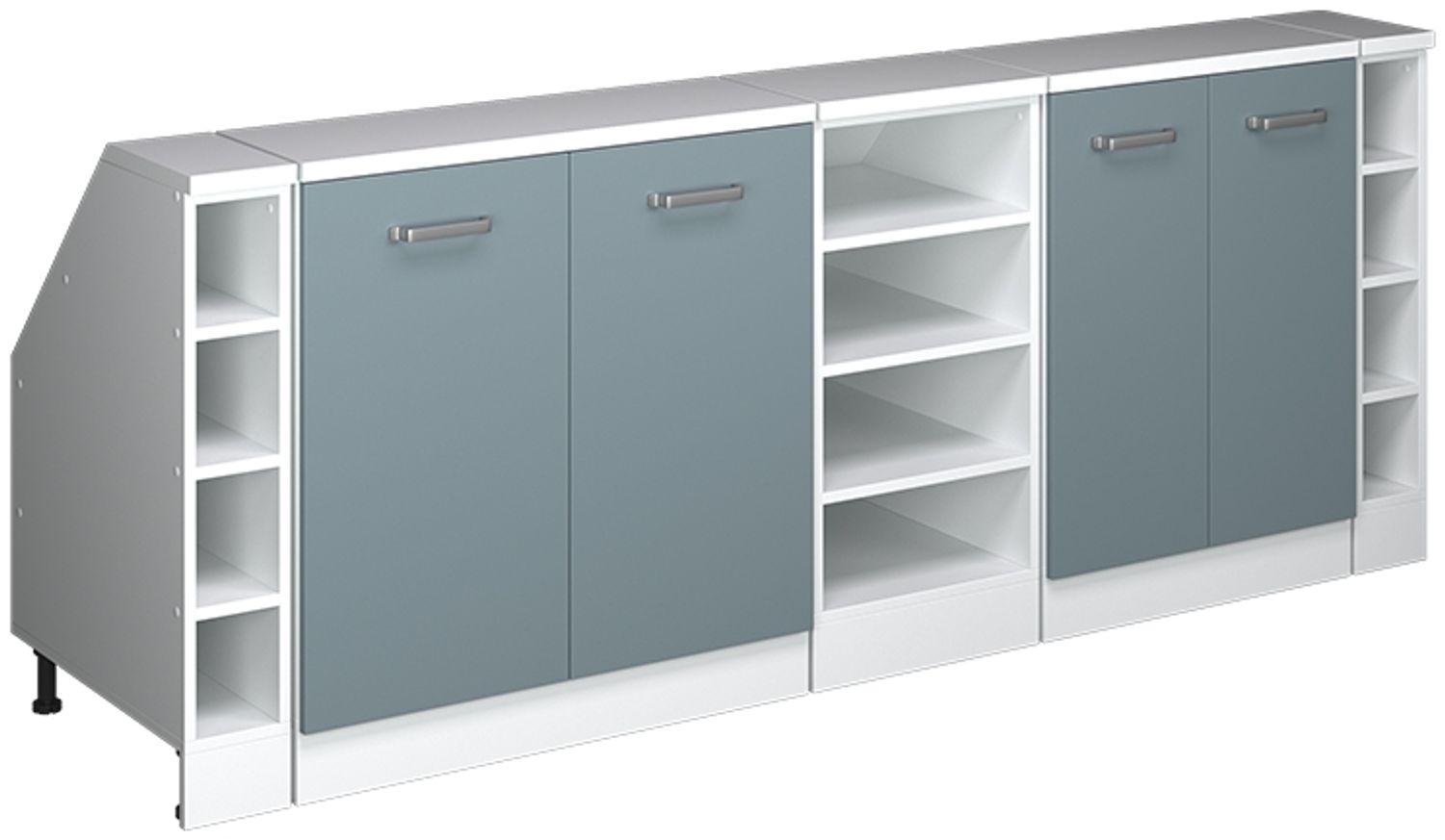 Dachschrägenschrank-Set Rion Blau-Grau 210 cm 5er Set Schrankkorpuss 60 cm Tiefe Vicco Bild 1