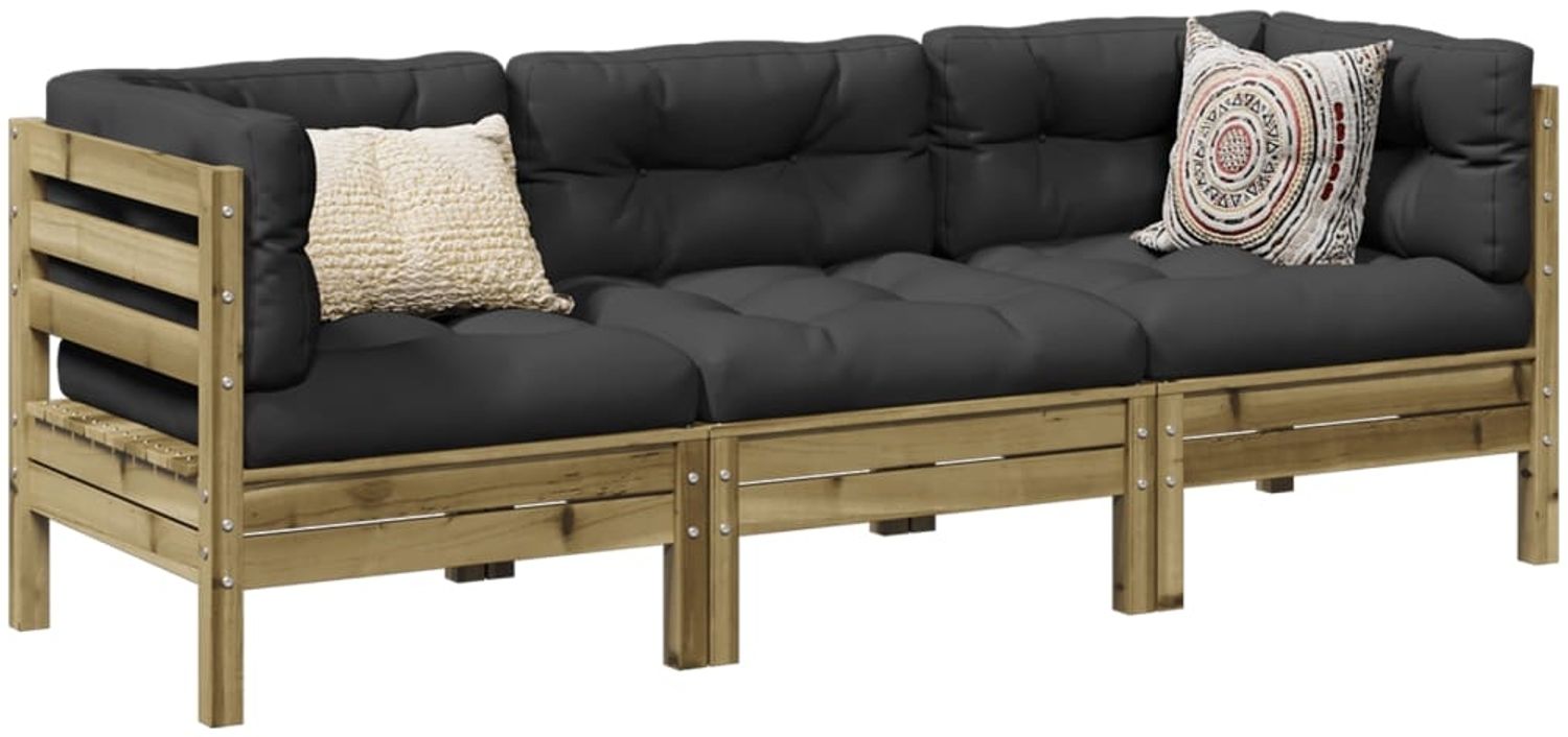 vidaXL 3-tlg. Garten-Sofagarnitur mit Kissen Kiefernholz Imprägniert 3299274 Bild 1