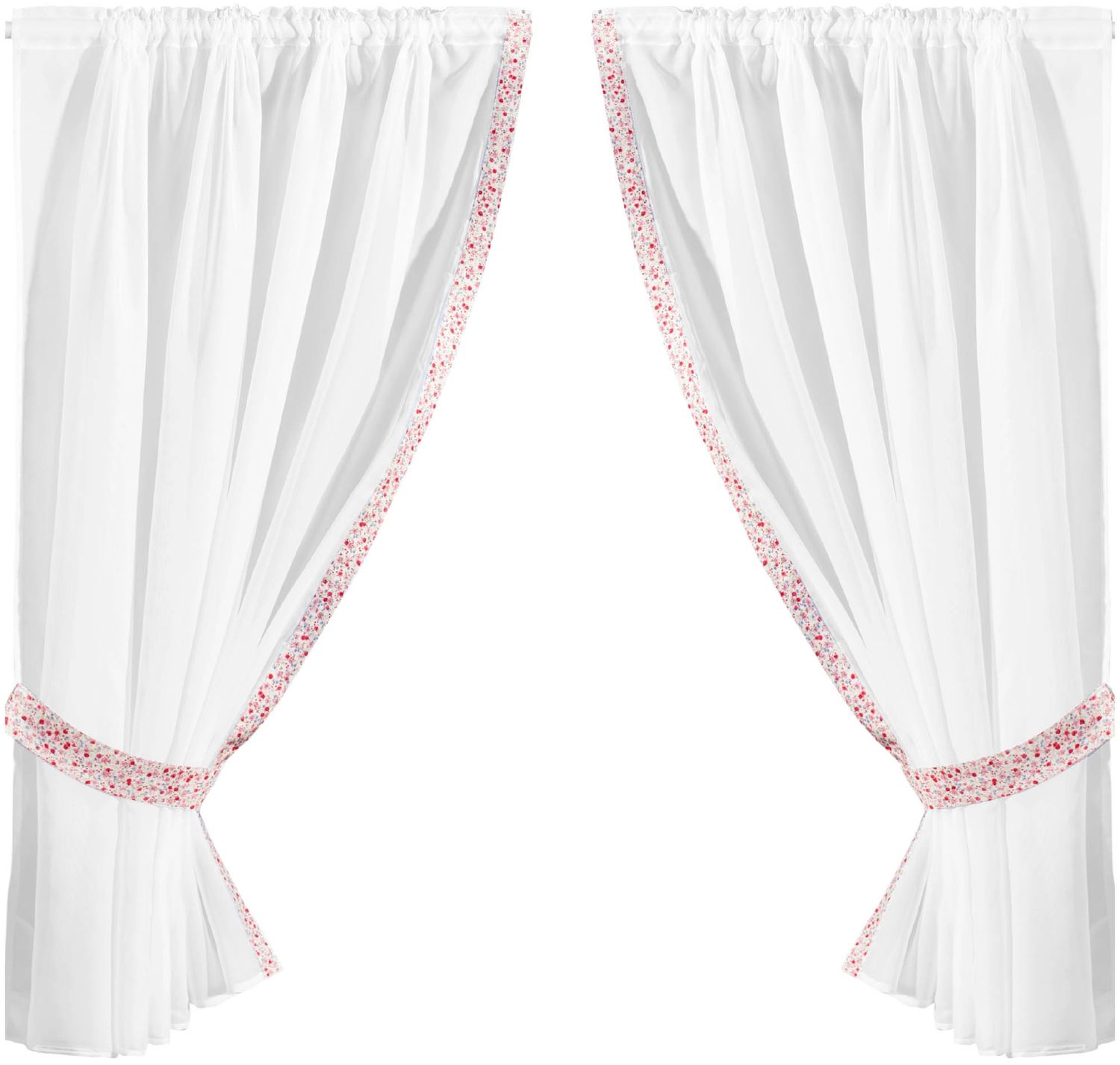 Gardinenset mit Stangendurchzug, Serie: Satin ca. 140x120 cm Auswahl: bunt - Blumen Bild 1