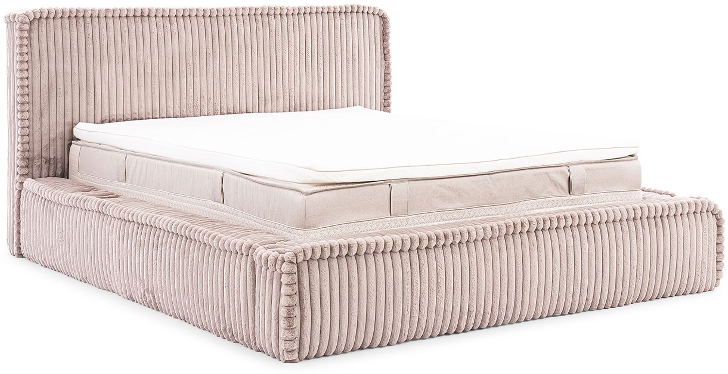MEBLINI Polsterbett 200x200 mit Lattenrost ohne Matratze - MESUT - Hellbraun Cordstoff - Bubble Bett - Cloud Bett - Marshmallow Bed - Kopfteil Bett mit Stauraum Bild 1