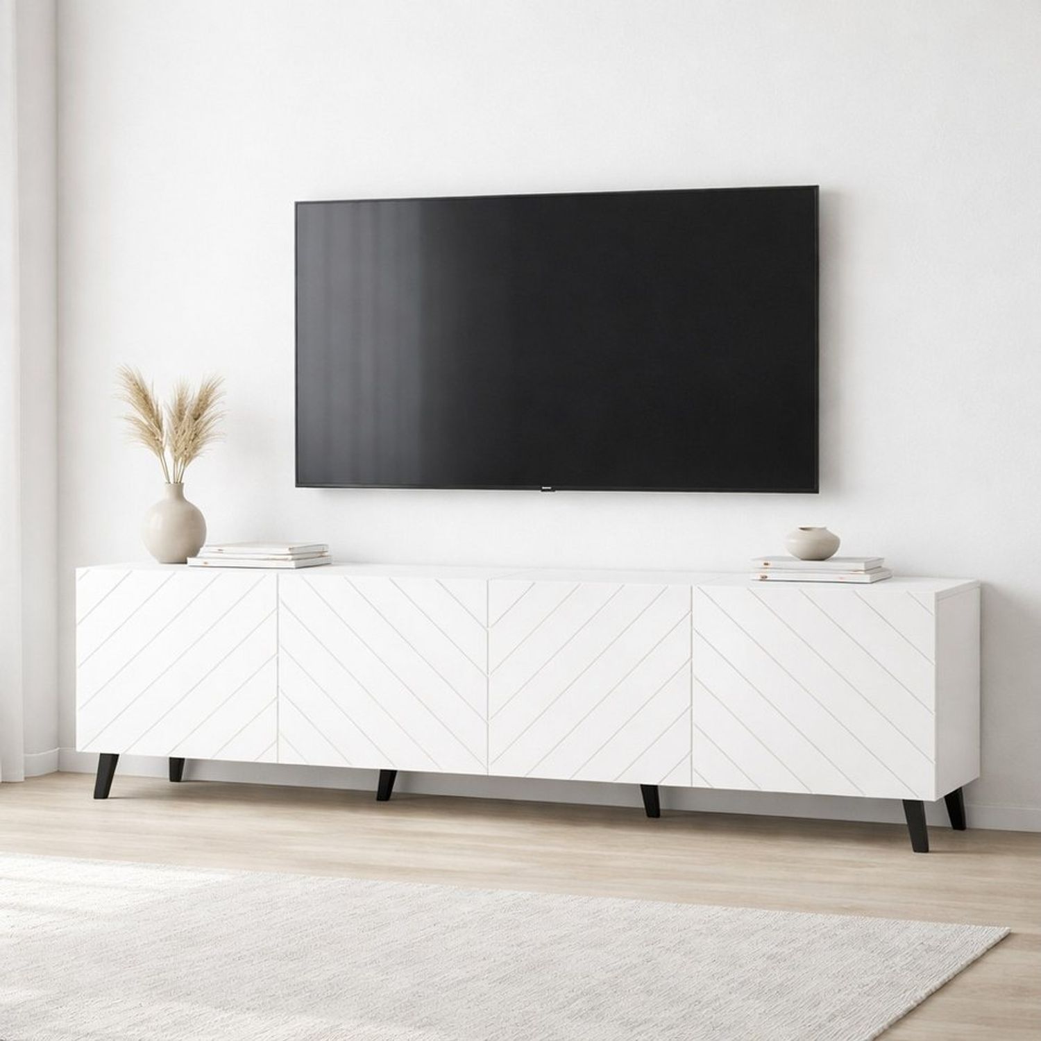 OTTO home Lowboard HOLLY 2.0, TV-Board, TV-Kommode, TV-Schrank, TV-Unterschrank, TV-Möbel, Modernes lackiertes Hochglanz TV-Board, grifflos, Breite 200 cm Bild 1