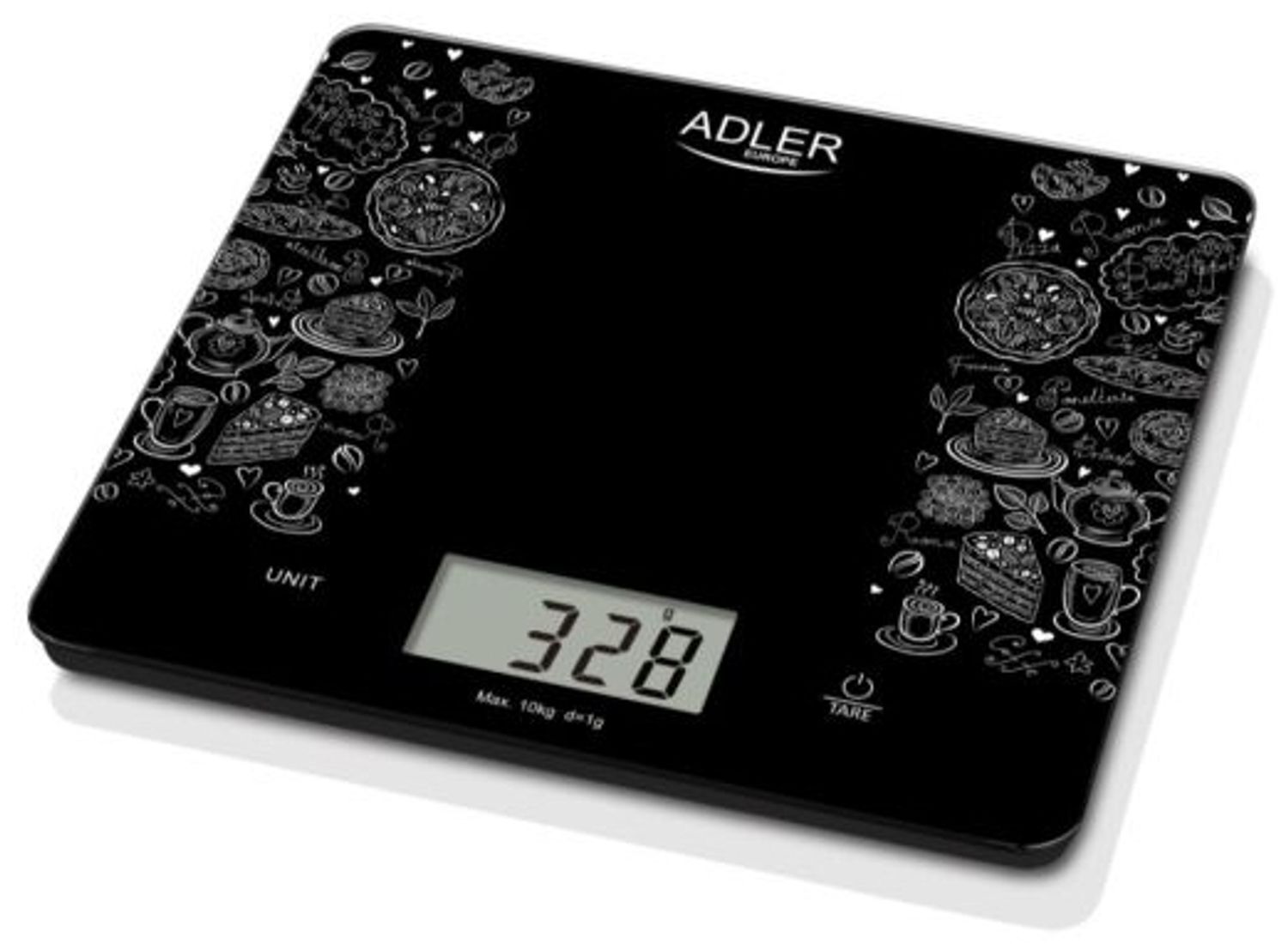 Adler AD 3171 Elektronische Küchenwaage 10 kg 1 g Schwarz Glas Rechteck Bild 1