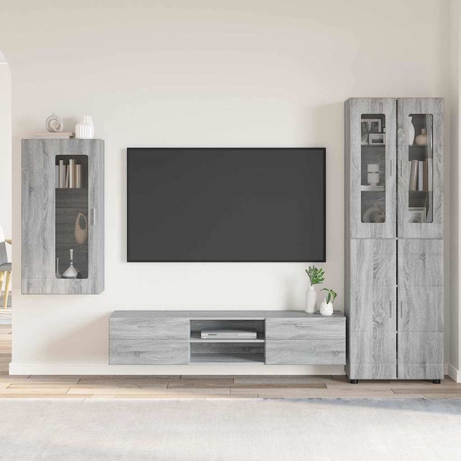 vidaXL TV-Schrankset mit Tür FLORIN 3 pcs Graues Sonoma Holzwerkstoff 3397970 Bild 1