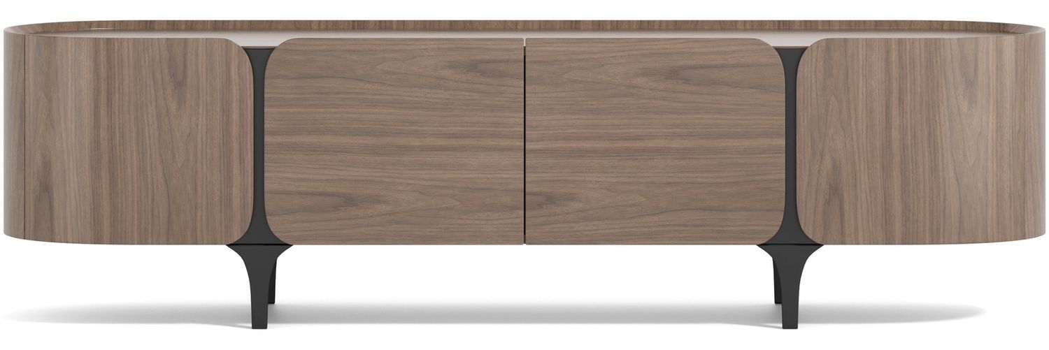 Livin Hill Sileno SE02 TV-Kommode, Echtholzfurnier aus Walnussholz, MDF, Metallgestell und Akzente, 55 x 50 x 200 cm Bild 1