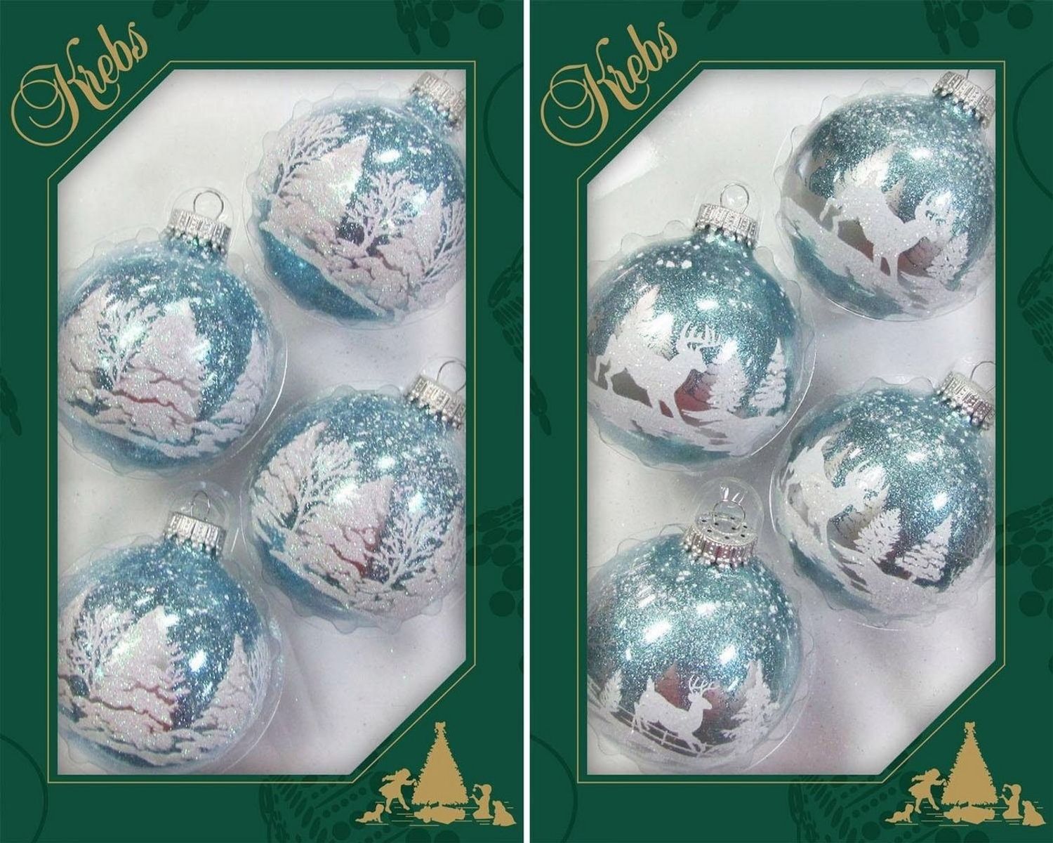 Krebs Glas Lauscha Weihnachtsbaumkugel Winterwald, Weihnachtsdeko, Christbaumschmuck, Christbaumkugeln Glas (8 St) Bild 1