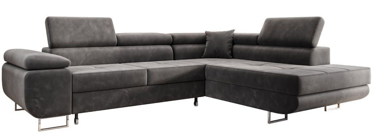 Ecksofa Malta Samt Grau Ottomane rechts Bild 1