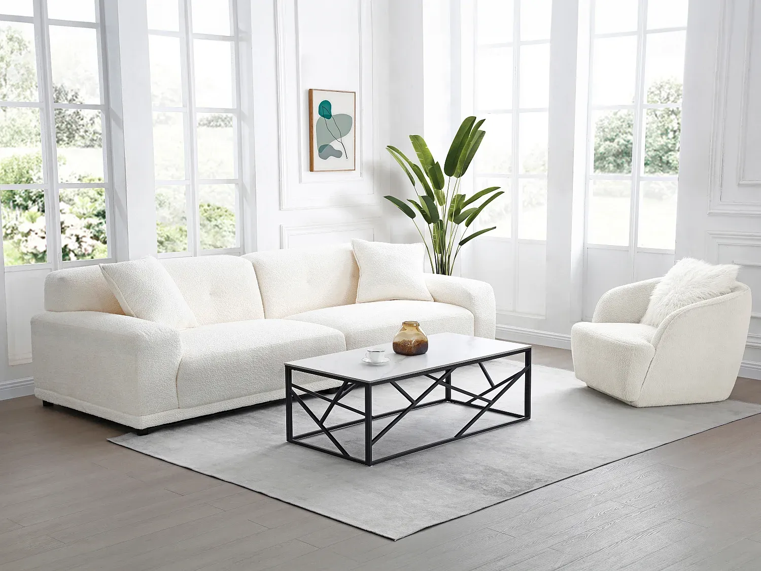 Vente-unique - MELRONE Couchtisch Keramik SchwarzWeiß - B 60 cm x H 40,5 cm x L 120 cm Bild 1