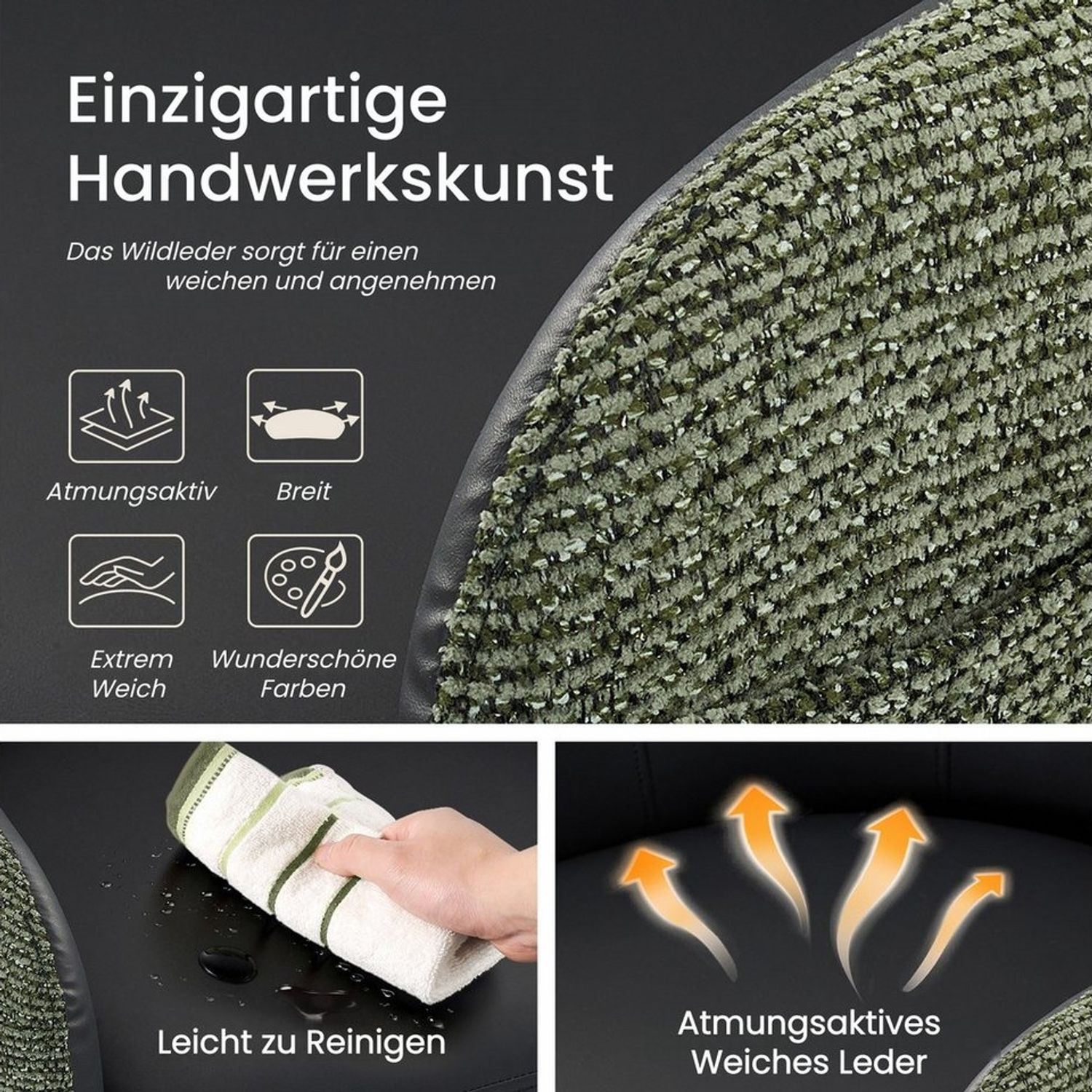 IWMH Bürostuhl Schreibtischstuhl mit Armlehnen, Höhenverstellbar Drehstuhl, Stuhl für Schminktisch, Homeoffice Bild 1