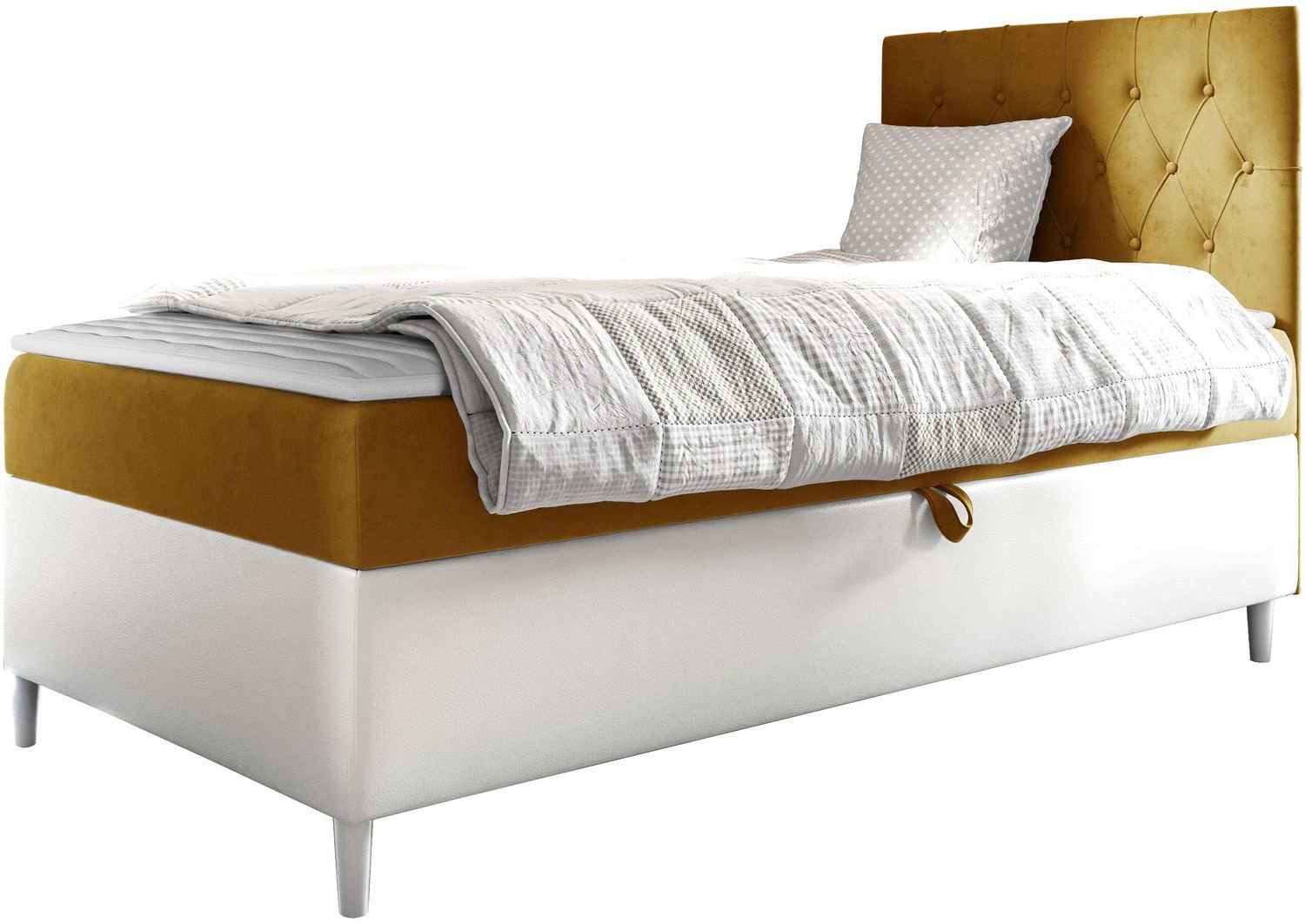 Boxspringbett 'Lenda Junior 1', gelb, 90x200 cm, Rechts Bild 1