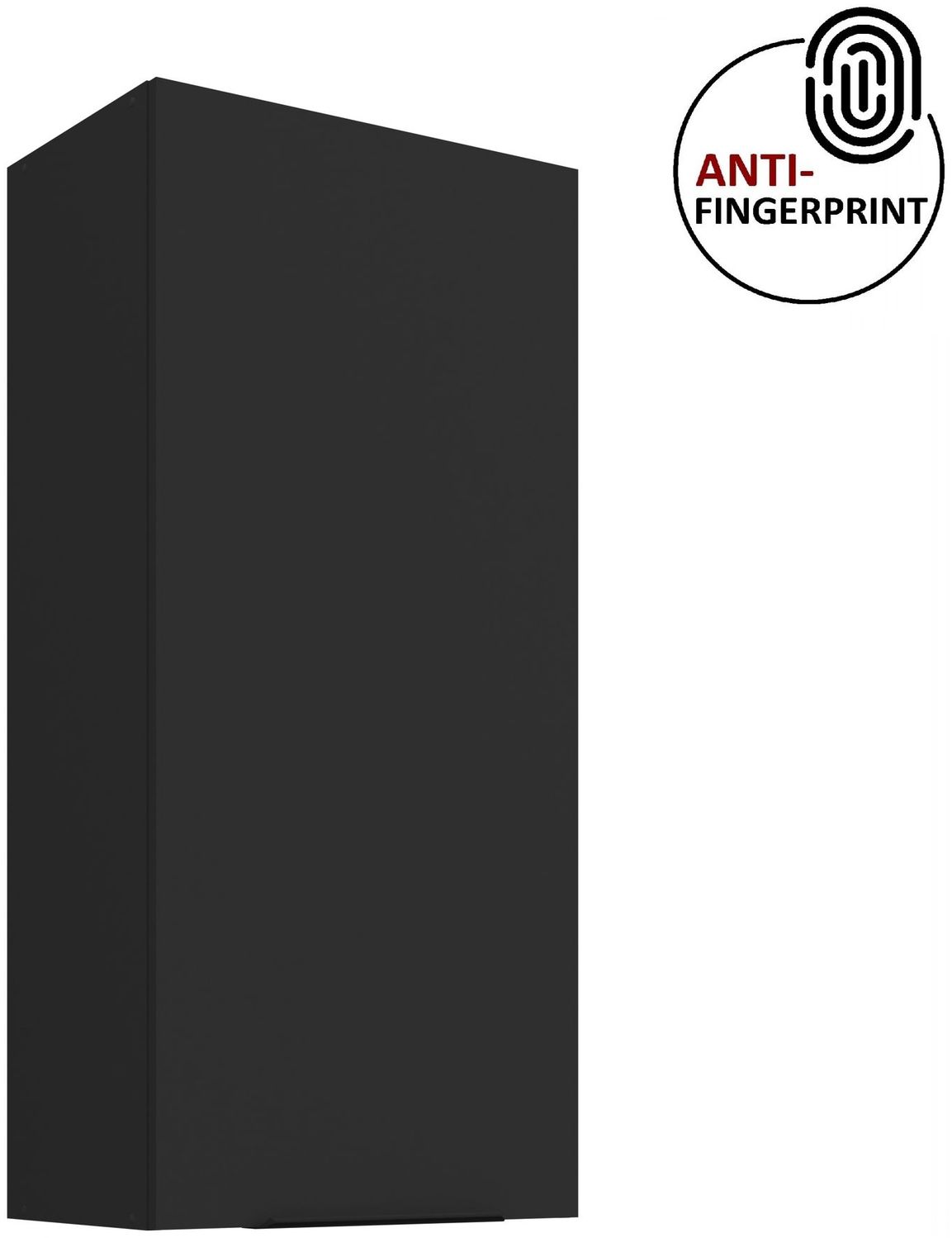 Küchen Hängeschrank 50 cm - Höhe 90 cm ARIA Schwarz ultra matt + Schwarz matt, hochwertige Fronten mit Anti Fingerprint Beschichtung Küchenzeile Küchenblock Bild 1