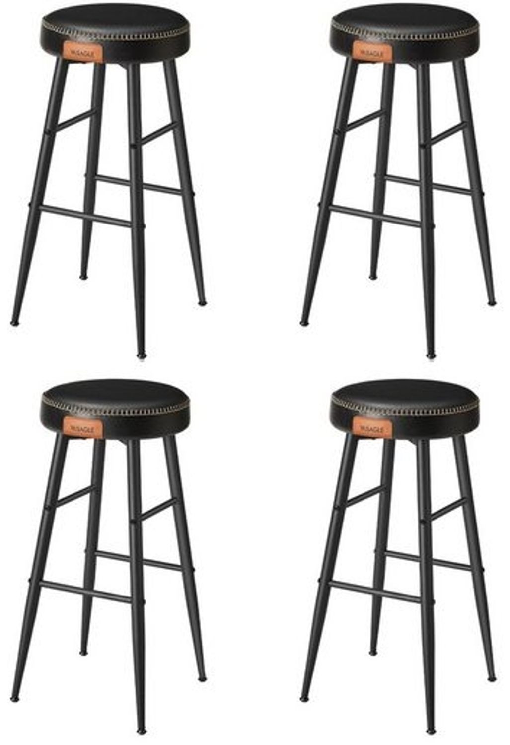 Vasagle ECHO Kollektion Barhocker, 4er Set, Barstuhl, Küchenstuhl, Kunstleder, 76,2 cm hoch, für Küche, Esszimmer, einfacher Aufbau, basisschwarz LBCDE290B01 Bild 1