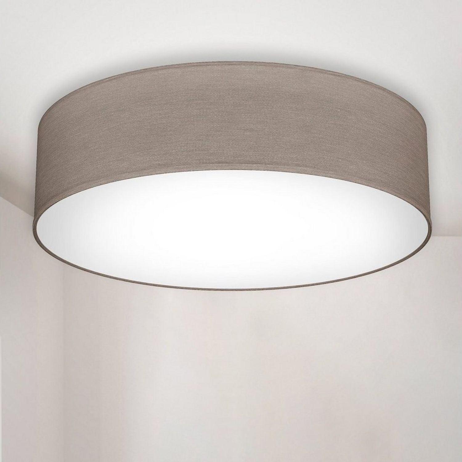 B.K.Licht Deckenleuchte Stoff-Deckenlampe Ø38cm 2-fammig E27 Wohnzimmer LED Halogen, ohne Leuchtmittel, Stoffdeckenleuchte taupe mit Textilschirm Schafzimmer Küche - BKL1221 Bild 1