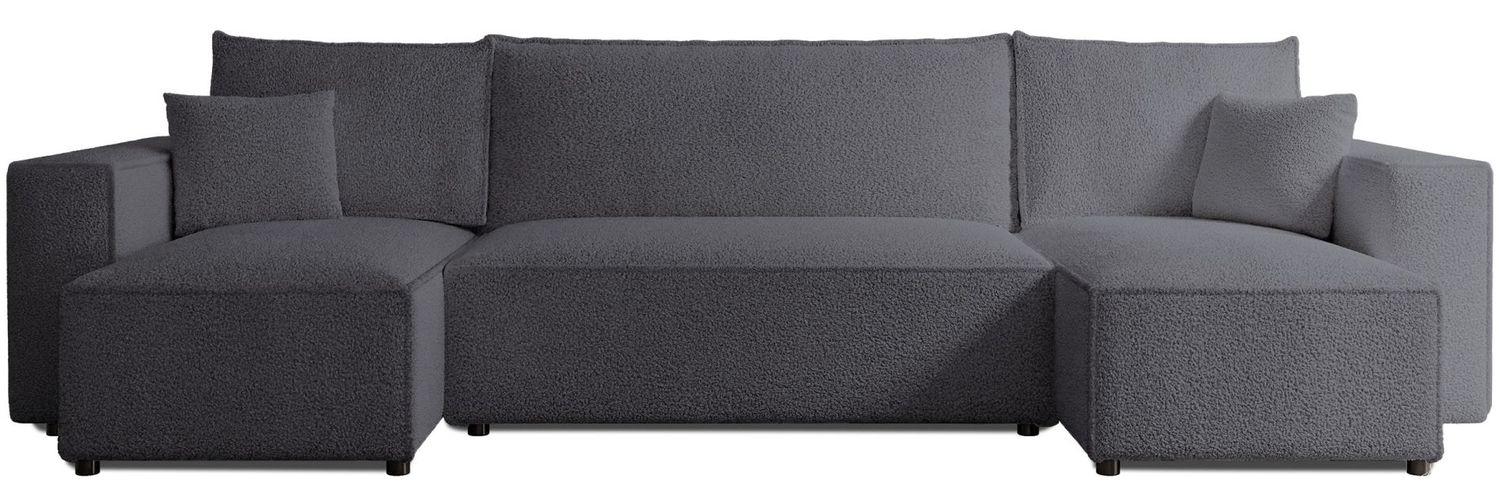 Selsey 'Scarlo' Wohnlandschaft mit Schlaffunktion, Stauraum und Bouclé-Bezug, dunkelgrau, 83 x 312 x 145 cm Bild 1