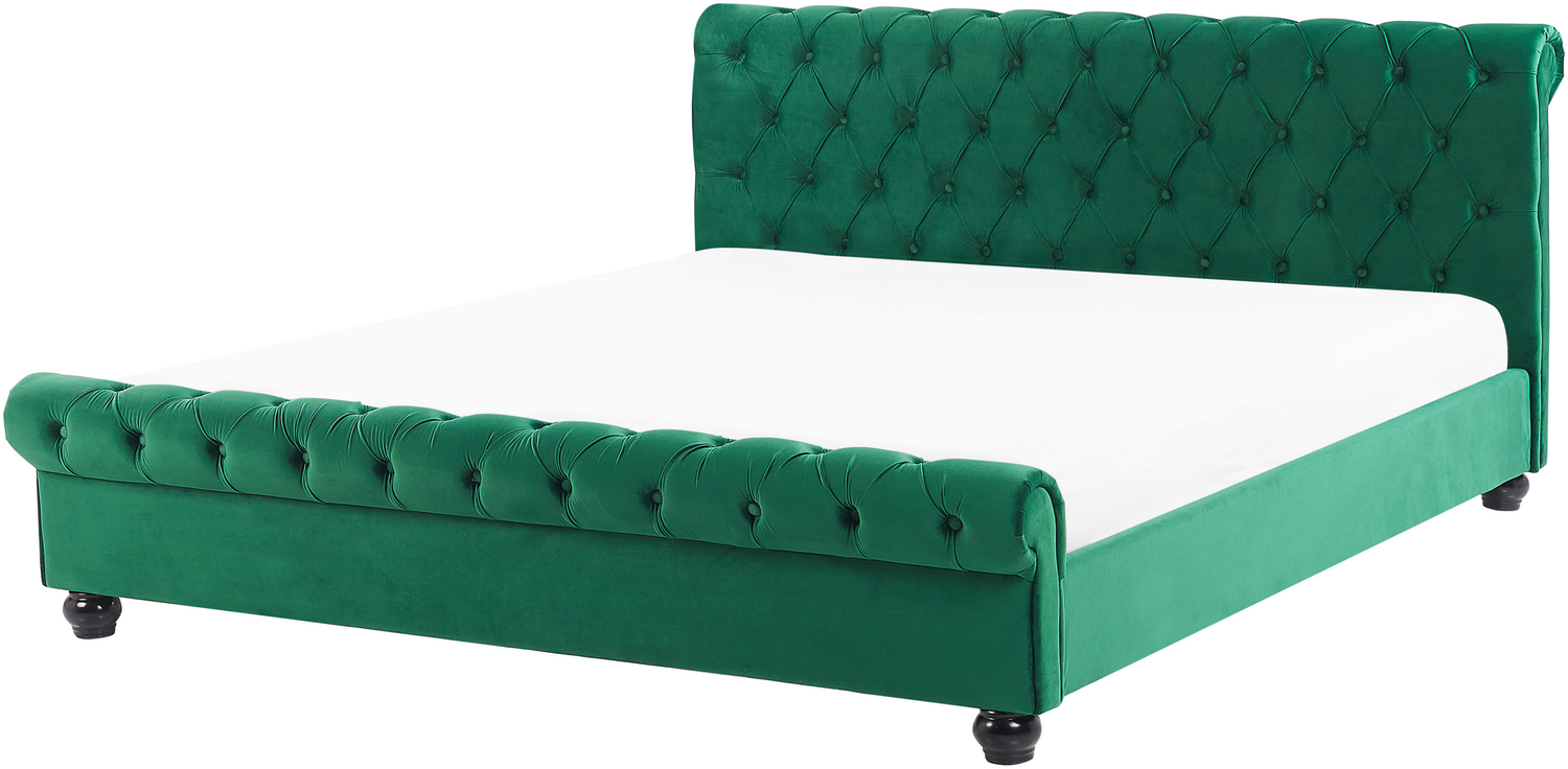 Wasserbett AVALLON 160 x 200 cm Samtstoff Smaragdgrün Bild 1