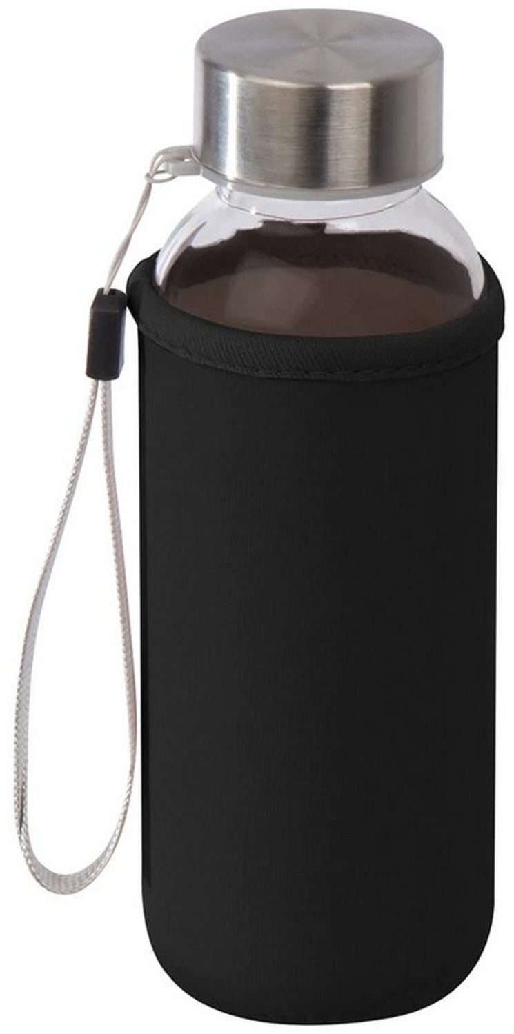 Macma Trinkflasche Glas Trinkflasche mit schwarzen Neoprenüberzug / 300ml / Farbe: transp Bild 1