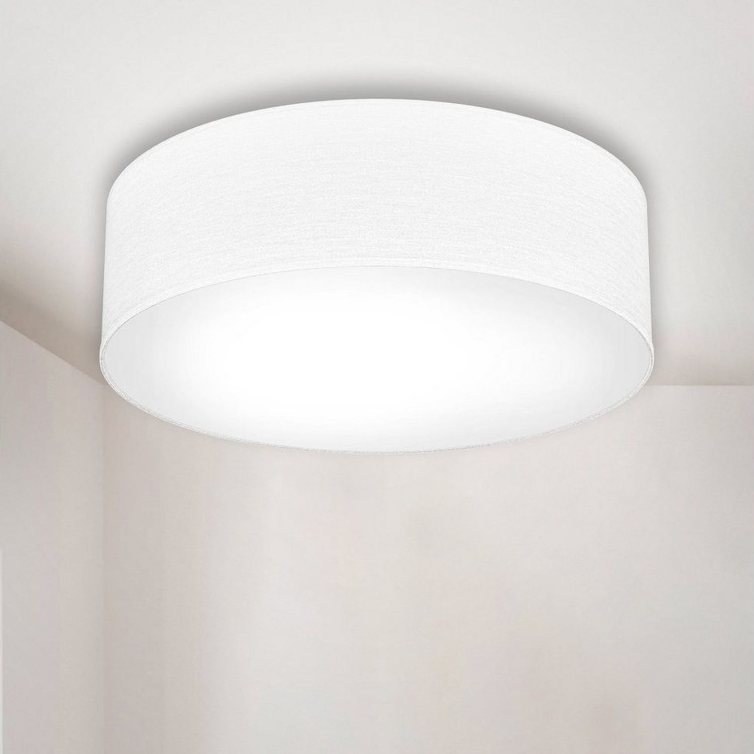B.K.Licht Deckenleuchte Stoff-Deckenlampe 30cm 1-fammig E27 Wohnzimmer LED / Halogen - BKL1215, ohne Leuchtmittel, Abhängig vom Leuchtmittel - Warmweiß / Neutralweiß / Kaltweiß, graue Stoffdeckenleuchte mit Textilschirm Schafzimmer Küche WC Bad Bild 1