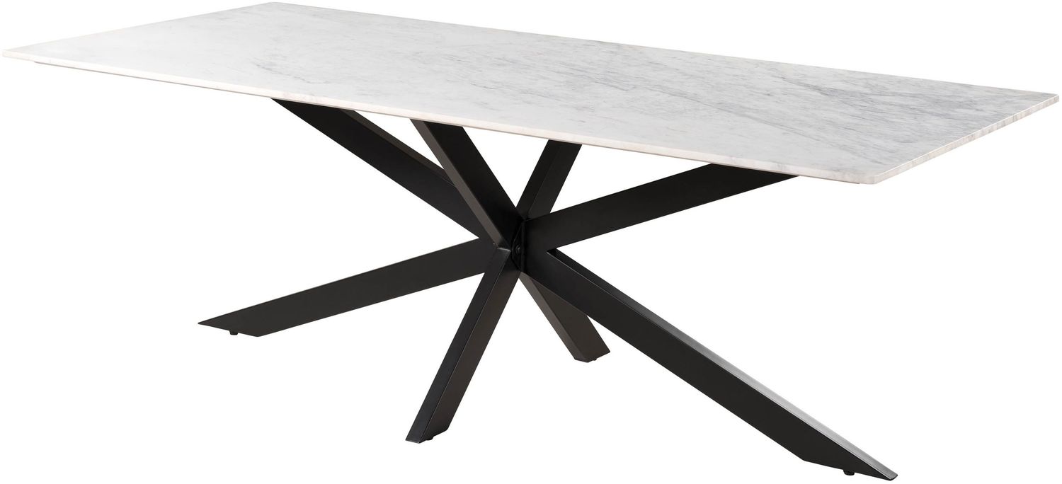 Esstisch 180x100x76 Marmor weiß / Kreuzgestell Eisen schwarz BARCELONA #311 Bild 1