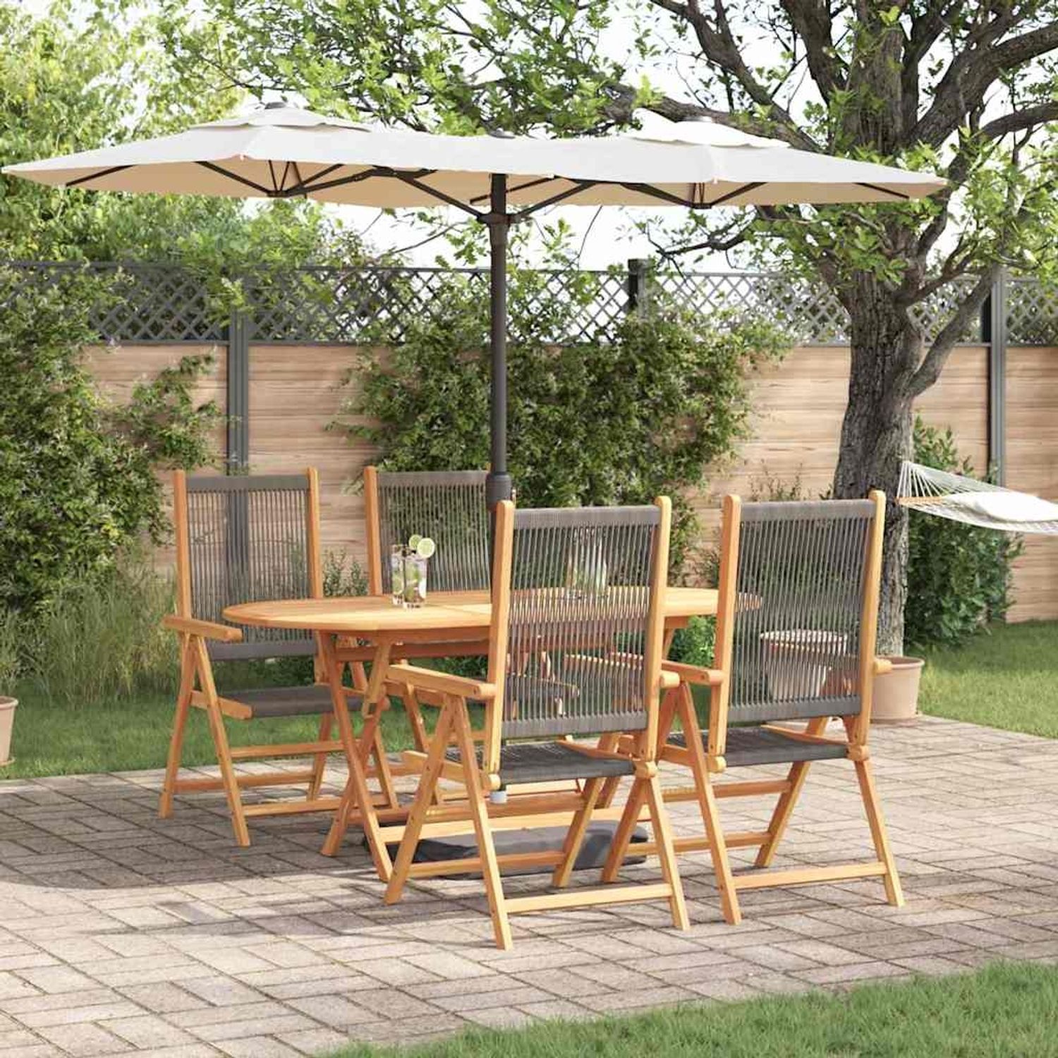 vidaXL Garten Essgruppe 5 pcs Grau Massivholz Akazie 3375738 Bild 1