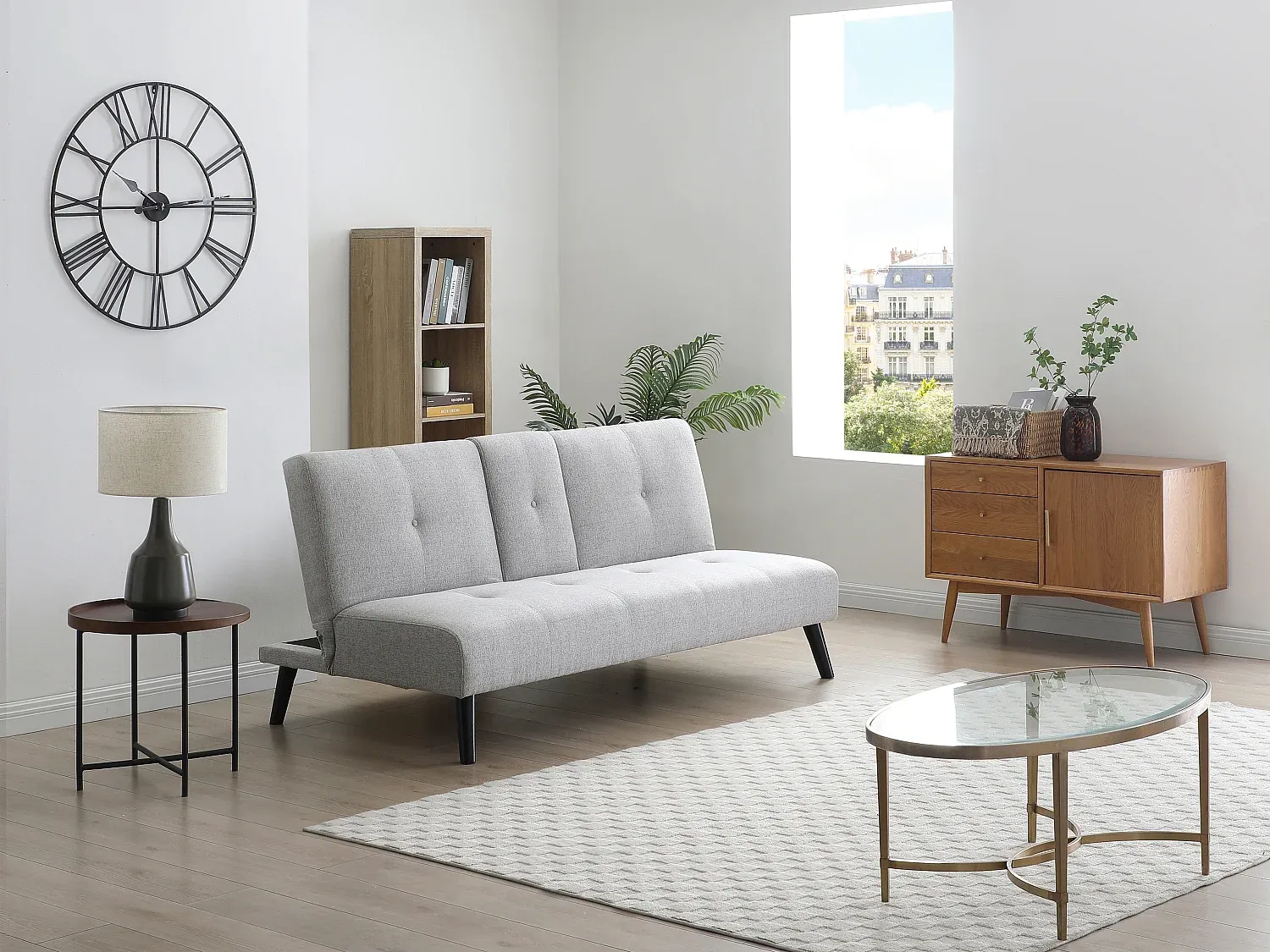 Vente-unique - CLOSIPA Sofa Stoff Grau - B 91 cm x H 85 cm x L 182 cm Bild 1