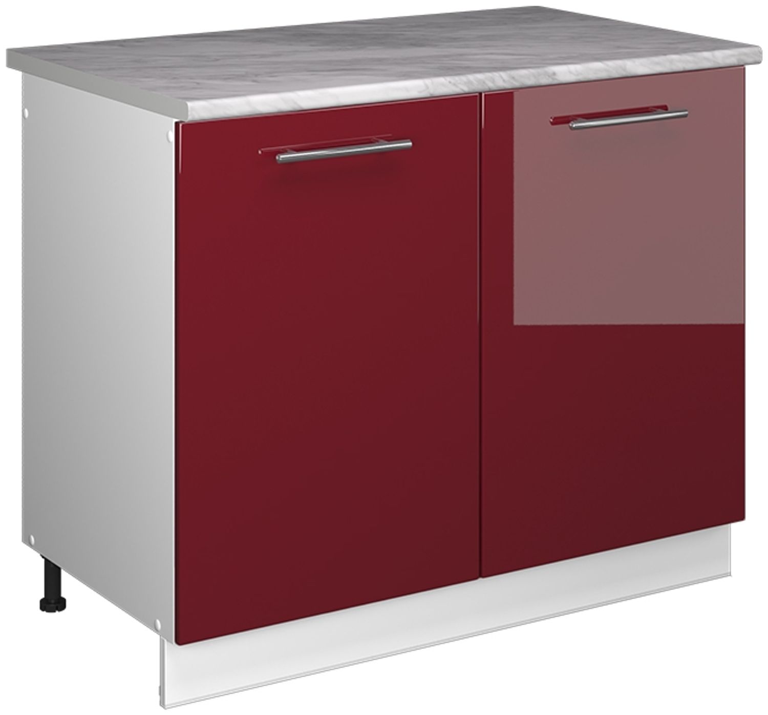 Spülenunterschrank Fame-Line Bordeaux Hochglanz/Weiß 100 cm, AP Marmor Vicco Bild 1