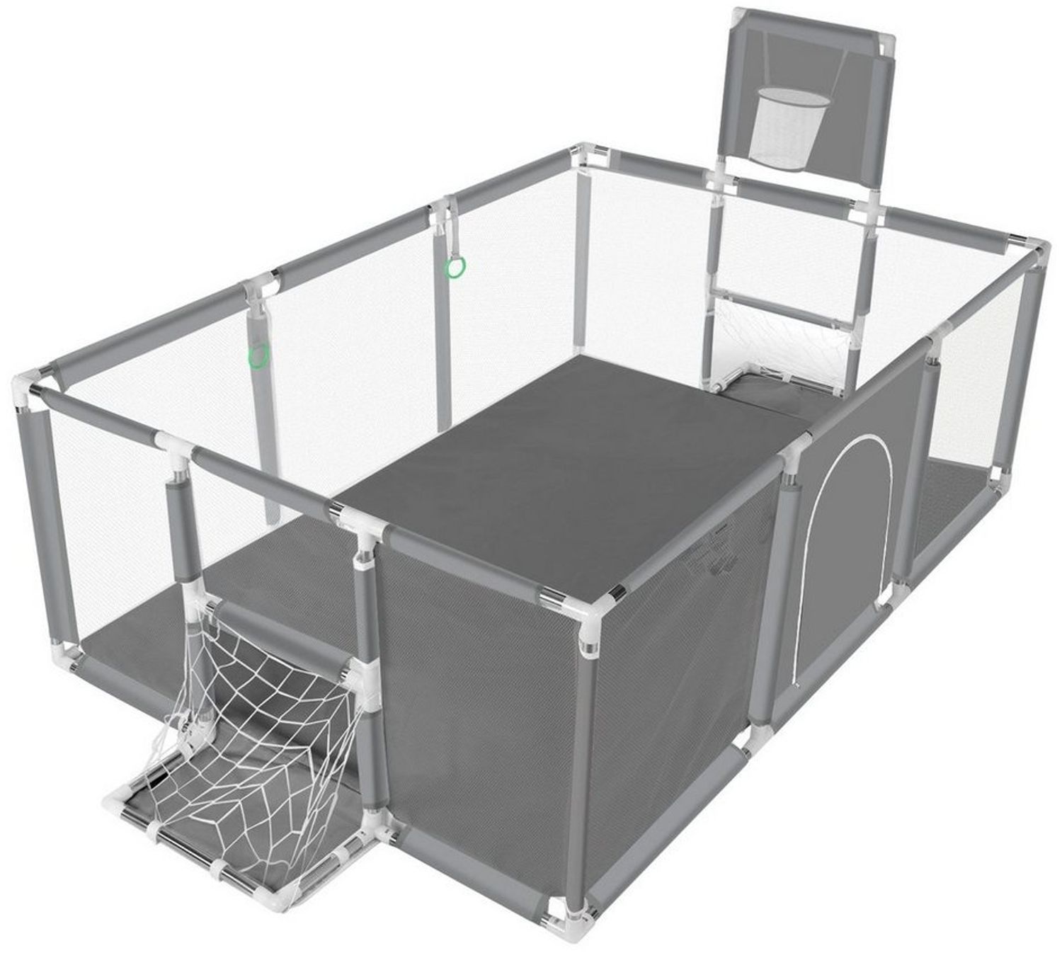 Comomy Laufstall, Baby Schutzgitter mit Basketball und Fußball-Netz 181 x 122 x 64 cm Bild 1