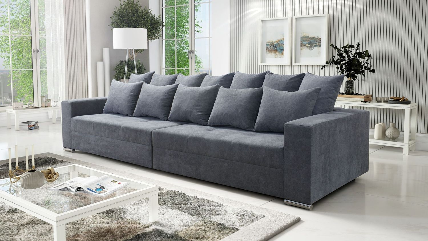 Modernes Big Sofa Wohnlandschaft Sofa Couch Jumbo XXL 3 - hellgrau Bild 1