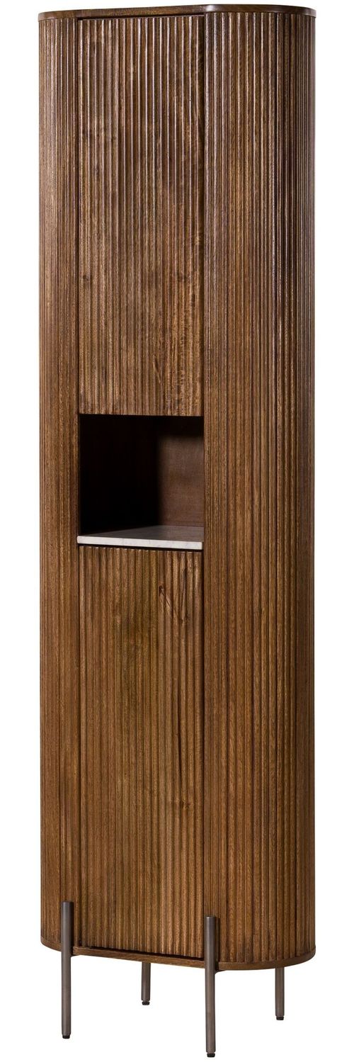 Hochschrank Mango 55x30x190 braun lackiert / Marmor weiß BARCELONA #253 Bild 1