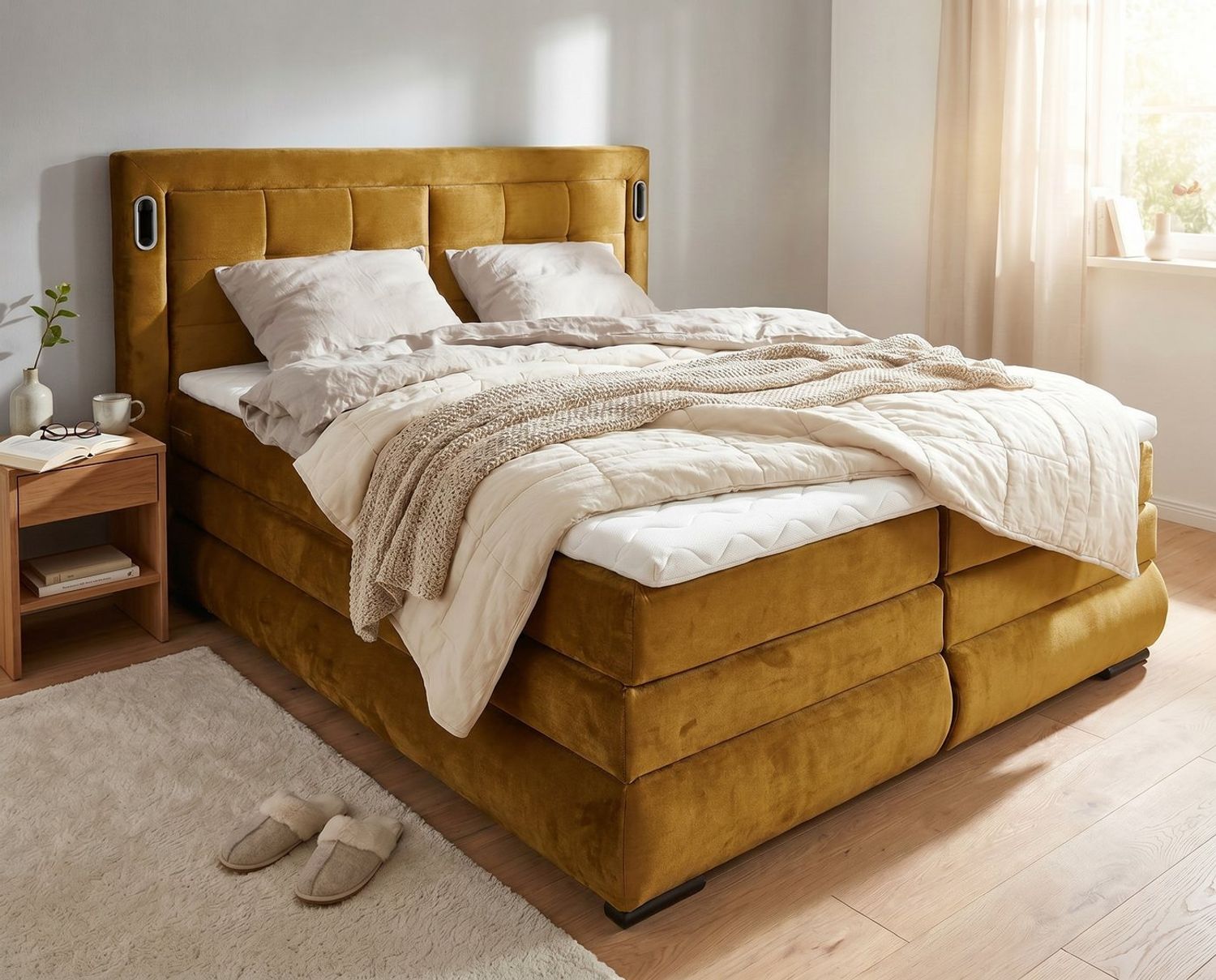 OTTO home Boxspringbett MIVVA inkl. Bettkasten & Topper, Komfortliegehöhe: 67cm, Breite: 180cm, in H3, H4 oder Hmix H3/H4, wahlweise mit oder ohne LED-Leuchten Bild 1