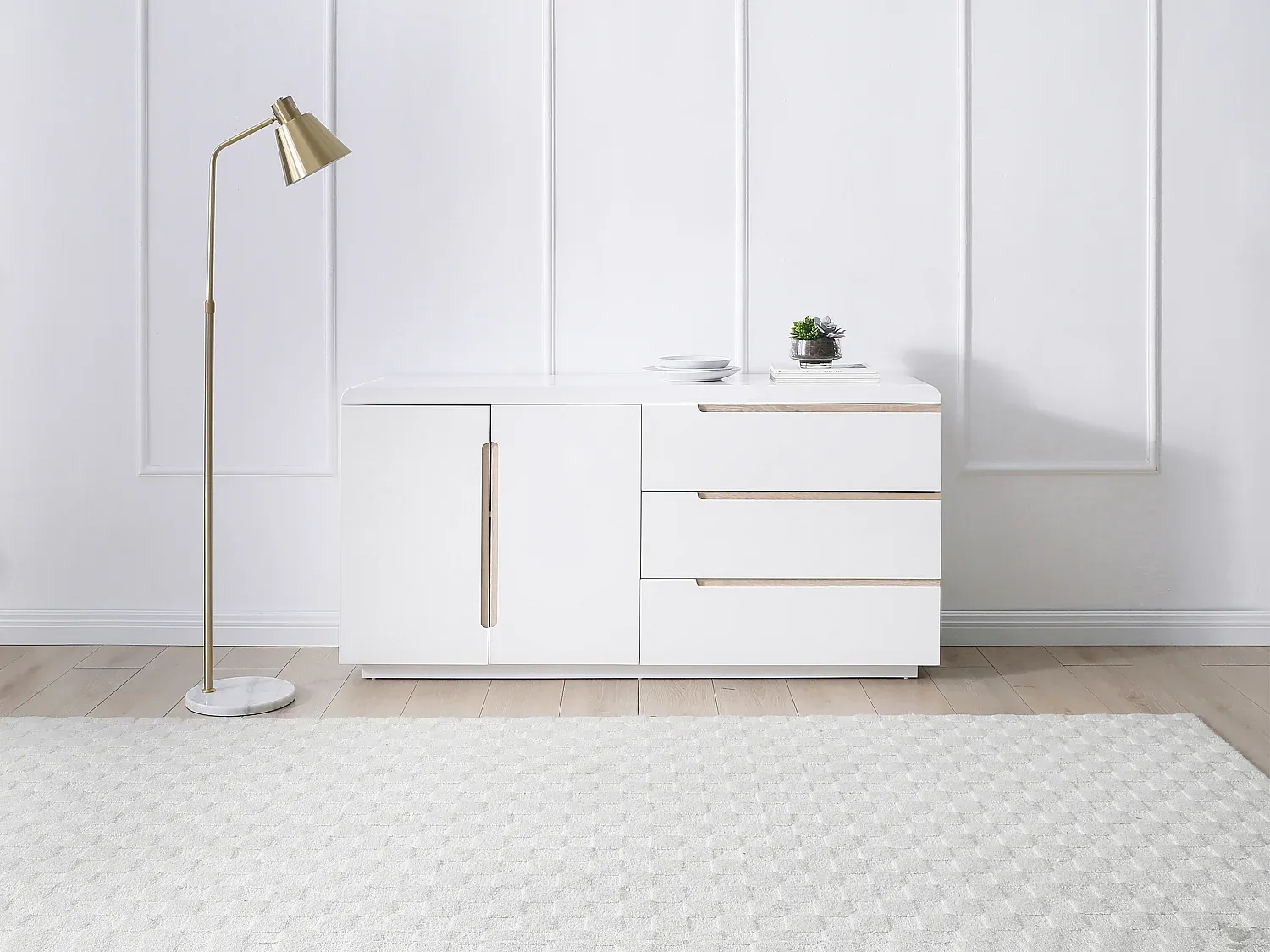 Vente-unique - NURINI Sideboard Holz, Platte Weiß - B 39,6 cm x H 80 cm x L 160 cm Bild 1