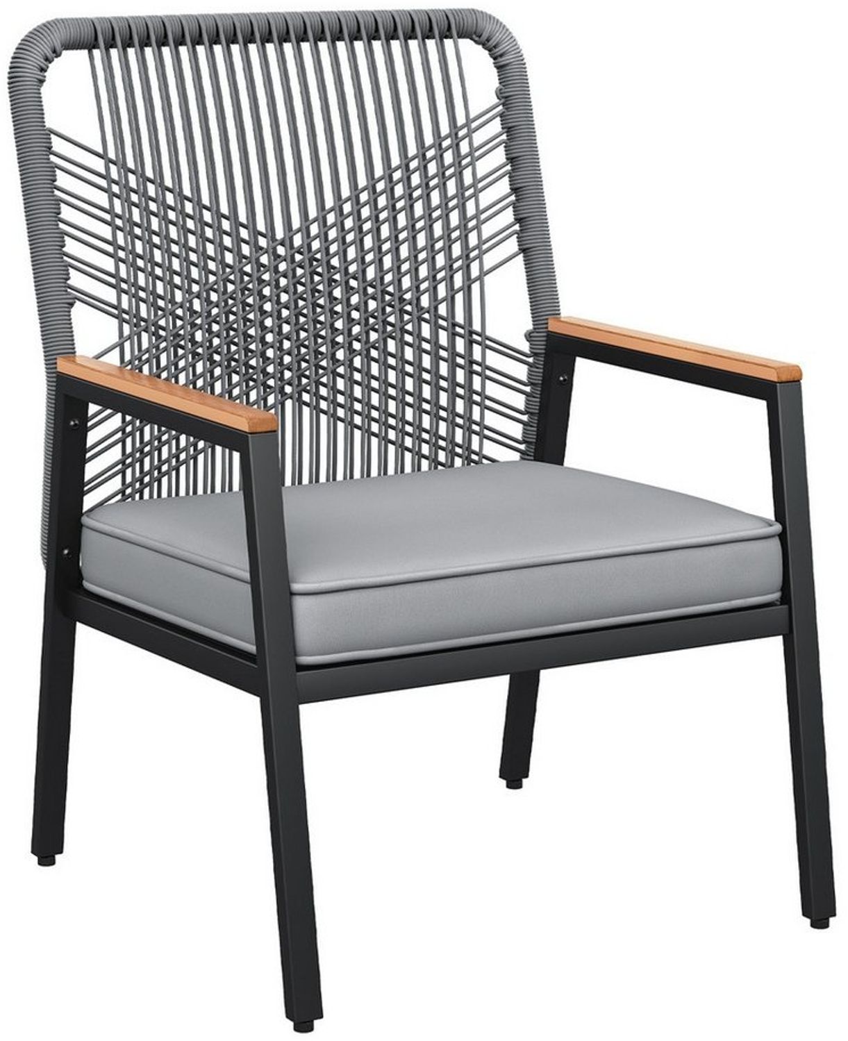 TLGREEN Gartenstuhl Eisen-Rattan Gartensessel,verbreiterter Sitz, (Balkonstühle Metall und Rattan, mit 8 cm dicken Sitzkissen, 1 St), 160 kg Belastbar für Terrasse, Garten und Veranda Bild 1