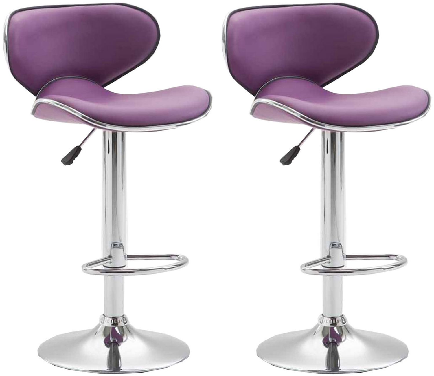 2er Set Barhocker Las Vegas V2 Kunstleder chrom, lila Bild 1