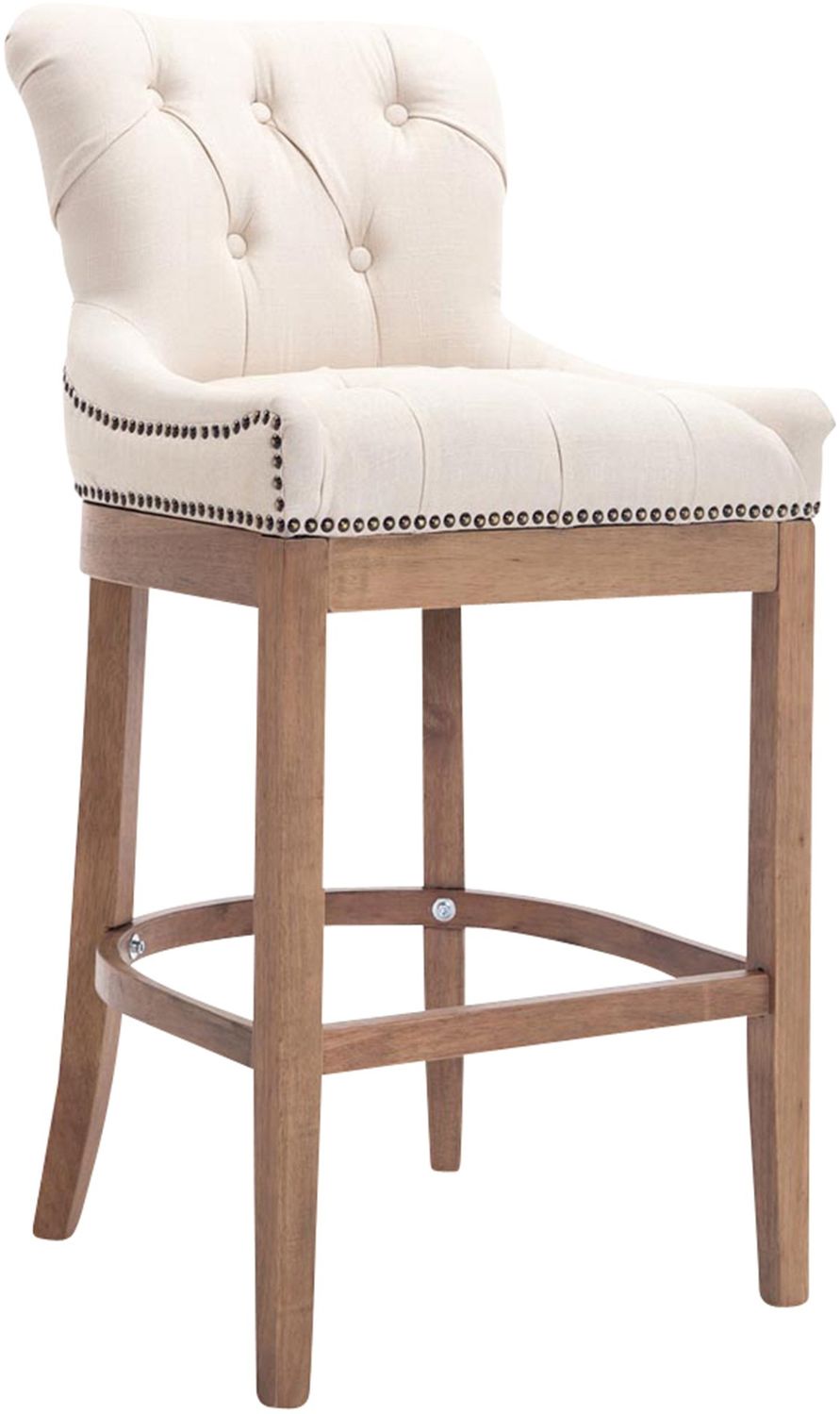 Barhocker KAGAD - Stoff Creme 55x57x109 cm Braun | Barstuhl Mit Lehne Tresenhocker Tresenstuhl Kneipenhocker Kneipenstuhl Bild 1