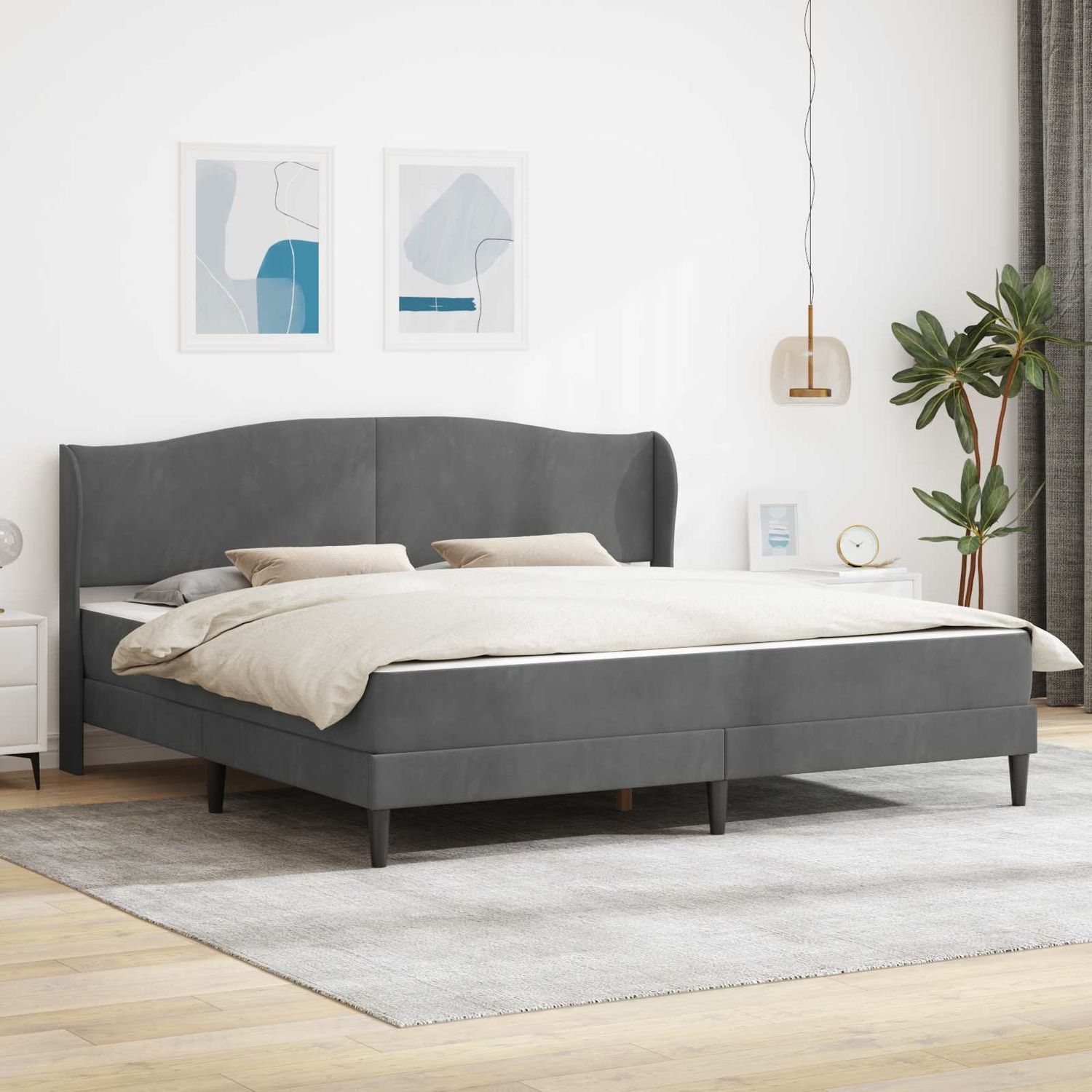 vidaXL Bettrahmen mit Kopfteil Dunkelgrau 180x200 cm Samt 3415221 Bild 1