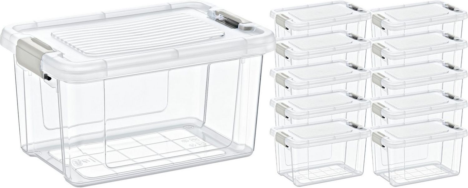 Koopman Aufbewahrungsbox Stapelbox Kunststoff 18x12 cm Deckel 10 / 20 er Set (10 St), 10er Set, Deckel, Kunststoff, Kleinteile, Vorratsbox Bild 1