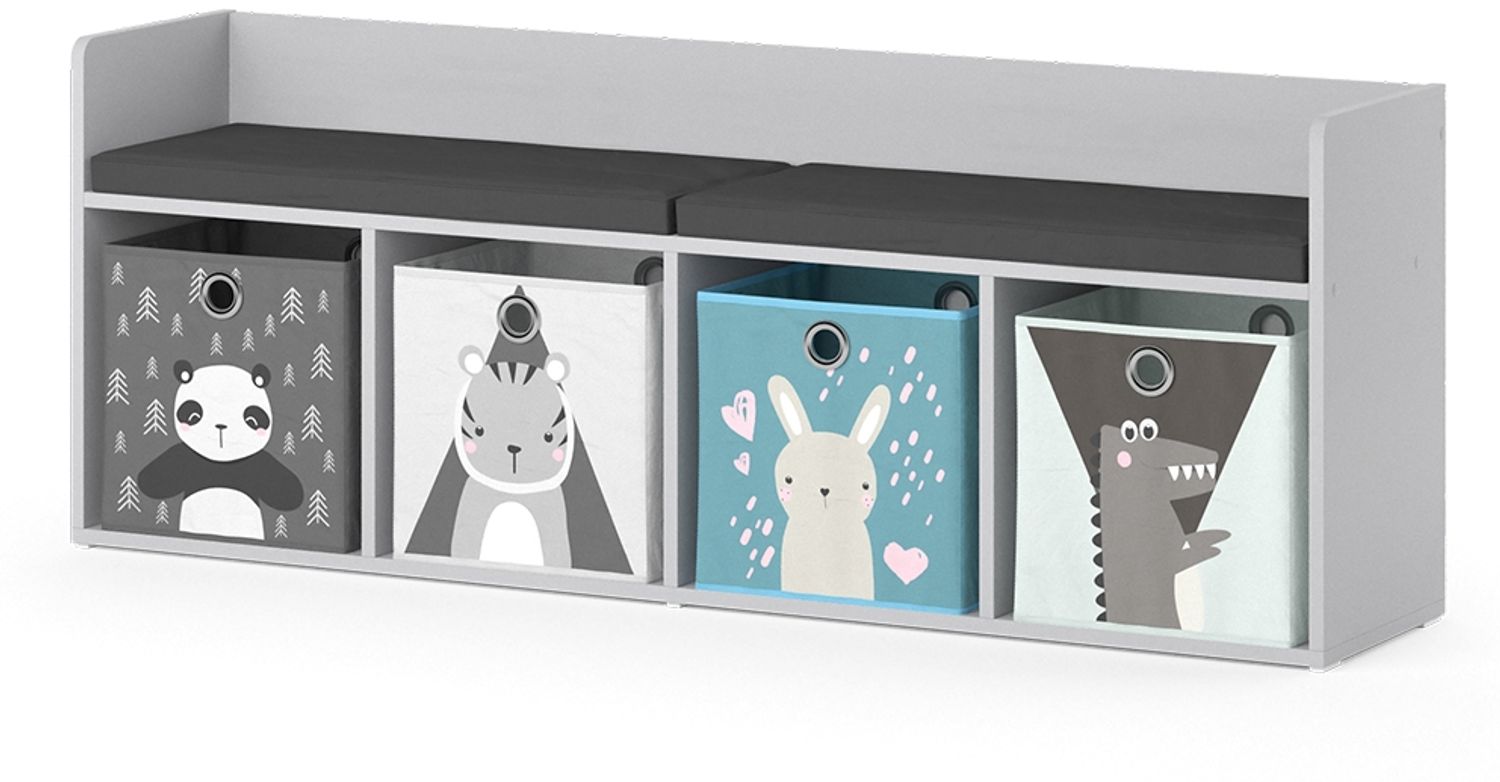 Kindersitzbank Luigi Weiß 107.2 x 88.6 cm 4 Fächer, mit Faltboxen grau Vicco Bild 1