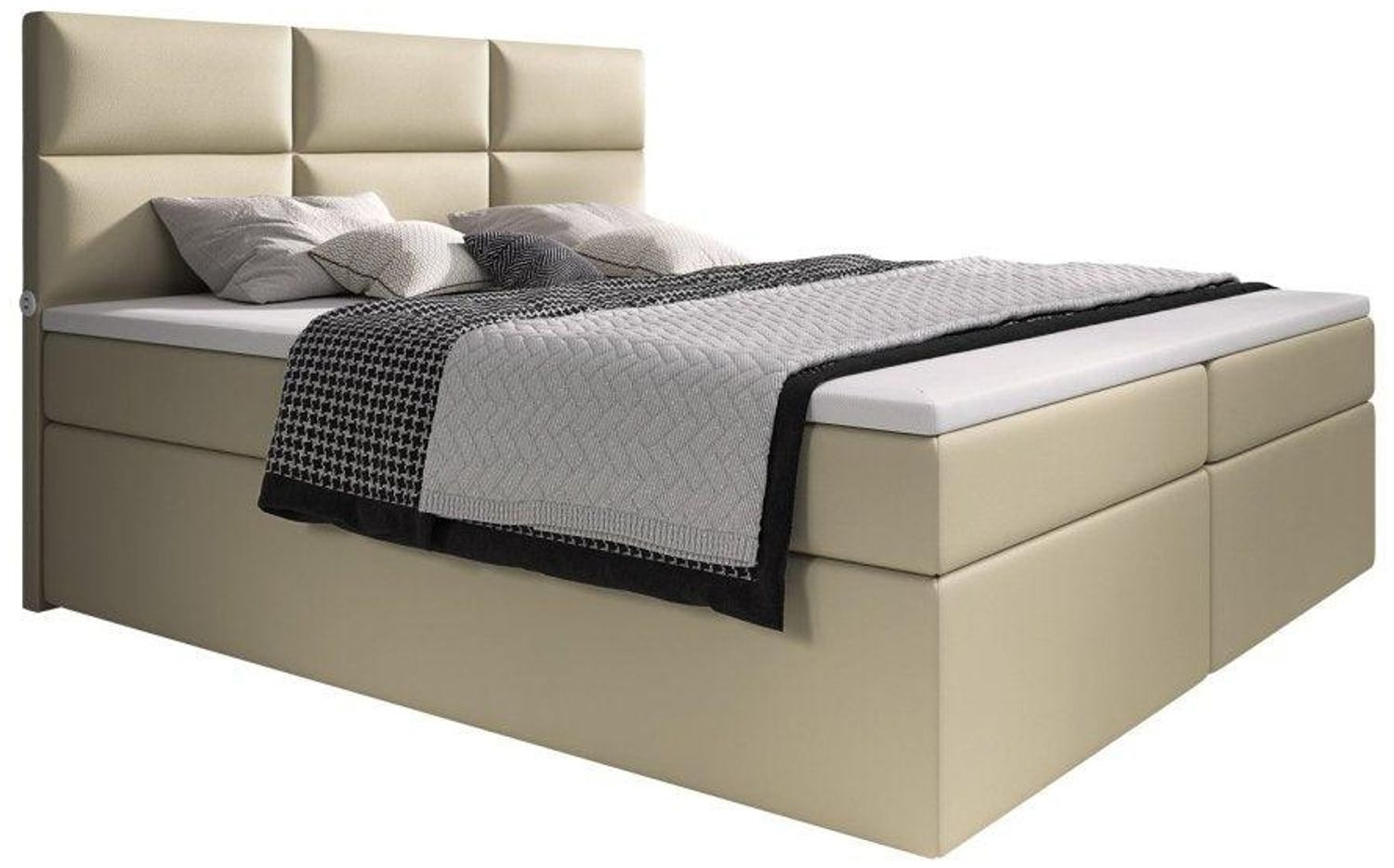Boxspringbett Carre mit USB-Anschluss 160x200 Beige H3 (70-100kg) Bild 1