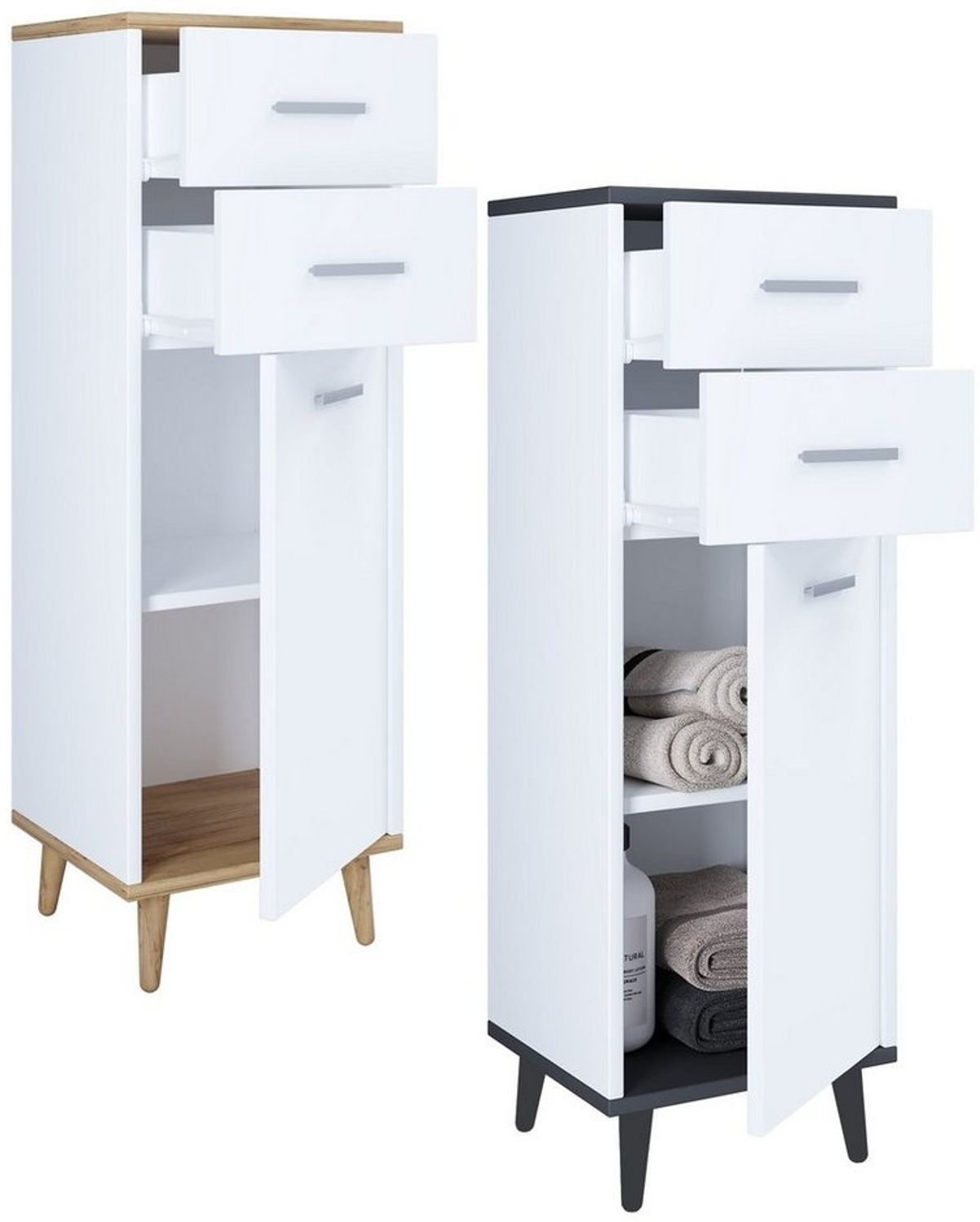 VCM Kommode & Sideboard Dalosa 918179 Weiß / Honig-Eiche H. 97 x B. 32 x T. 28 cm Bild 1