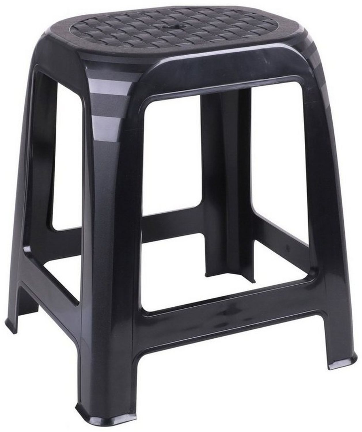 Urban Living Sitzhocker Kunststoff-Hocker Sitzhocker Küchenhocker Schwarz (1 St, in Rattanoptik), Größe: 41 x 36 x 46 cm Bild 1