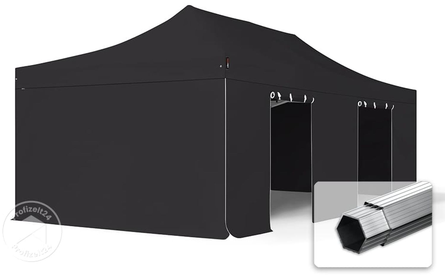 4x8 m Faltpavillon PROFESSIONAL Alu 50mm, Seitenteile ohne Fenster, schwarz Bild 1