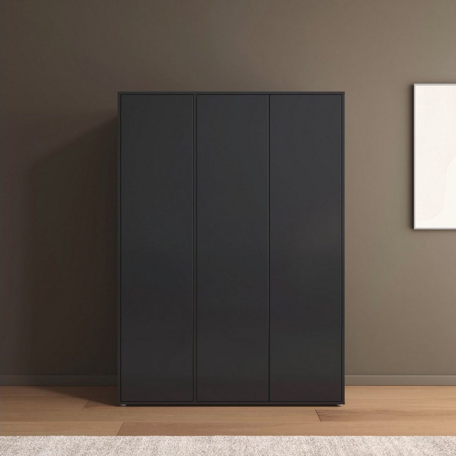 Rauch Möbel Nabila, Drehtürenschrank, Kleiderschrank, Kleiderschränke, Garderobe, 3-türig, Push-to-Open, Farbe Grau metallic, 140 x 194 x 53 cm Bild 1
