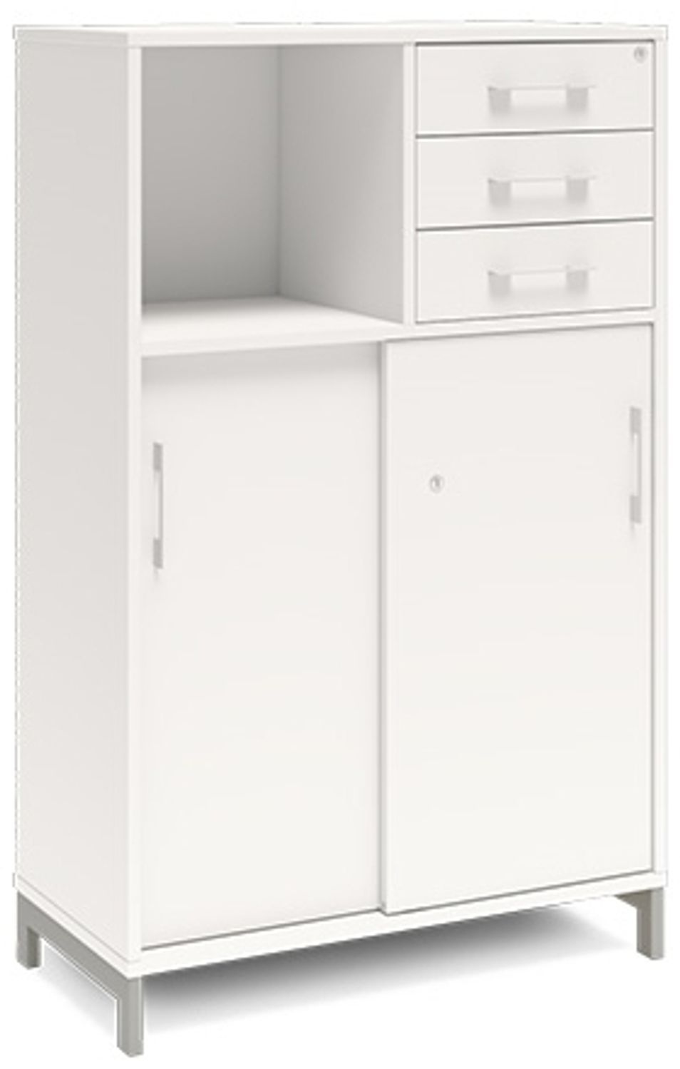 Büroschrank DNA 800x1275 mm Weiß/Weiß Schiebetür- und Schubladenmodul 3A4/2A4 Bild 1