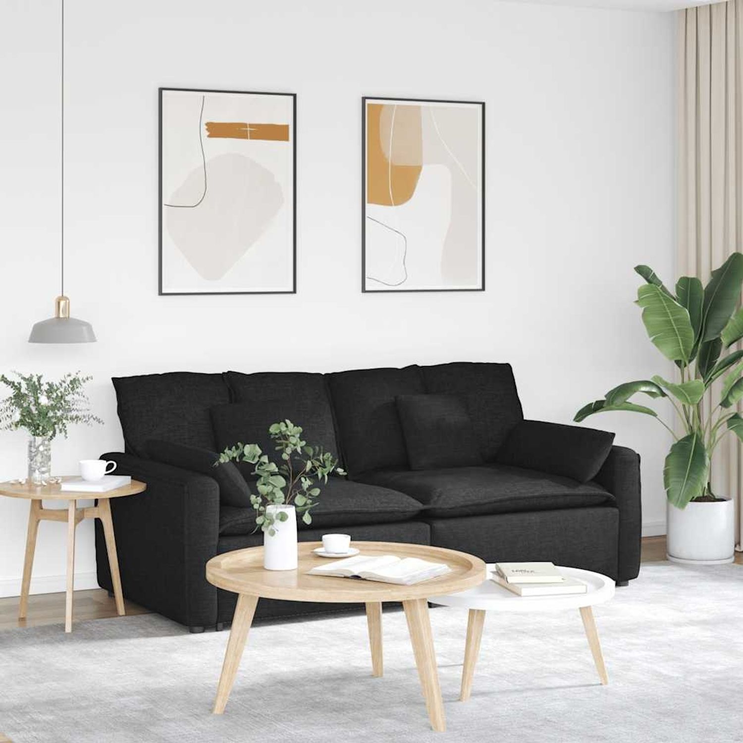 vidaXL Modulares Sofa mit Kissen Schwarz 3321119 Bild 1