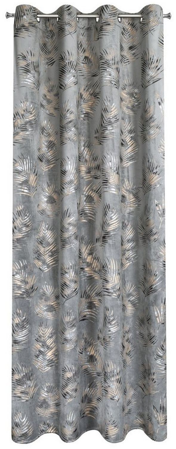 Eurofirany Vorhang Velvet Vorhänge mit goldenem Blättermuster, Velours Vorhang, Glamour, Blätter Muster, pflanzliche Motive Bild 1